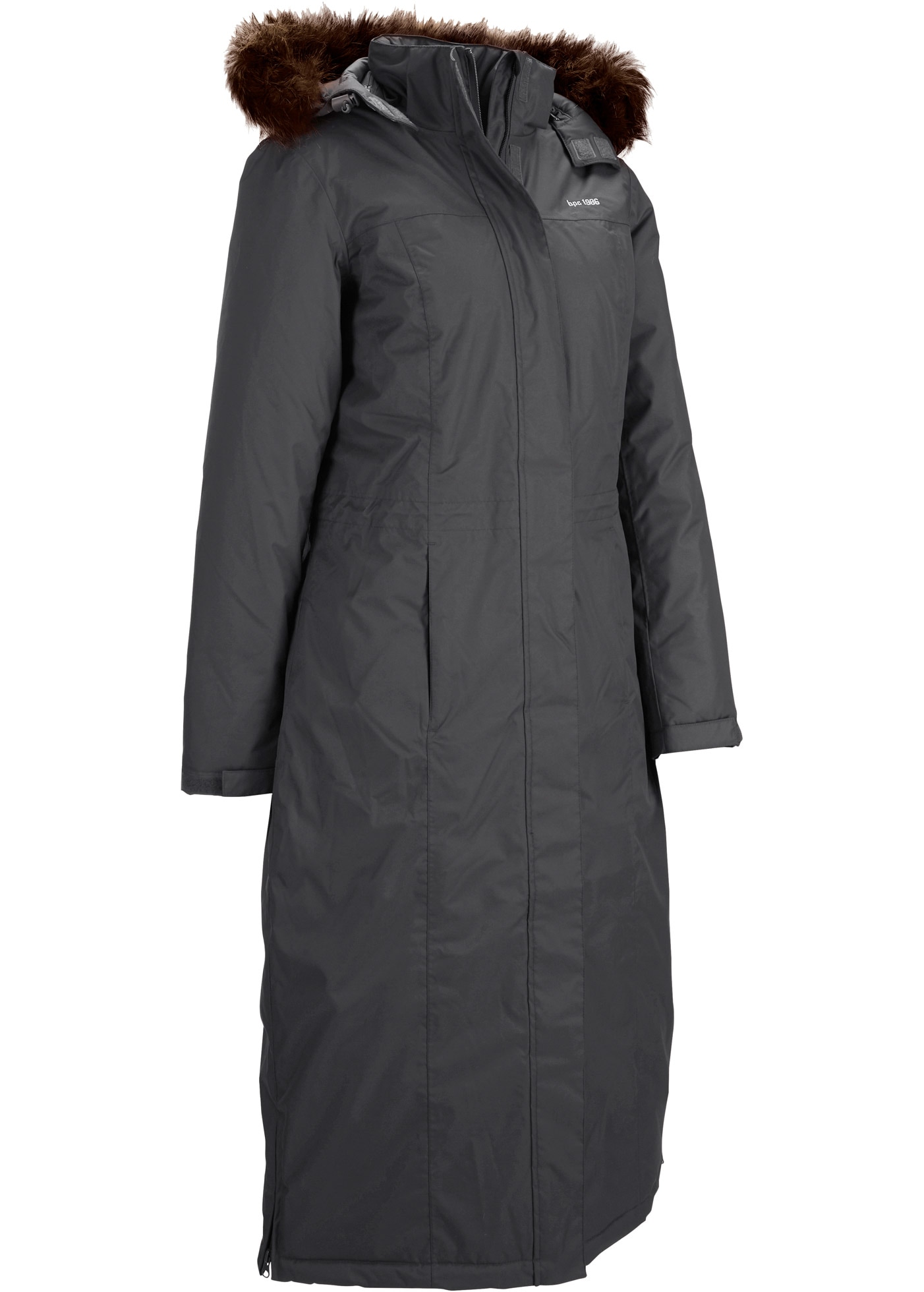 bonprix Wintermantel mit abnehmbarer Kapuze und Fell, A-Linie, mit Daumenlöchern