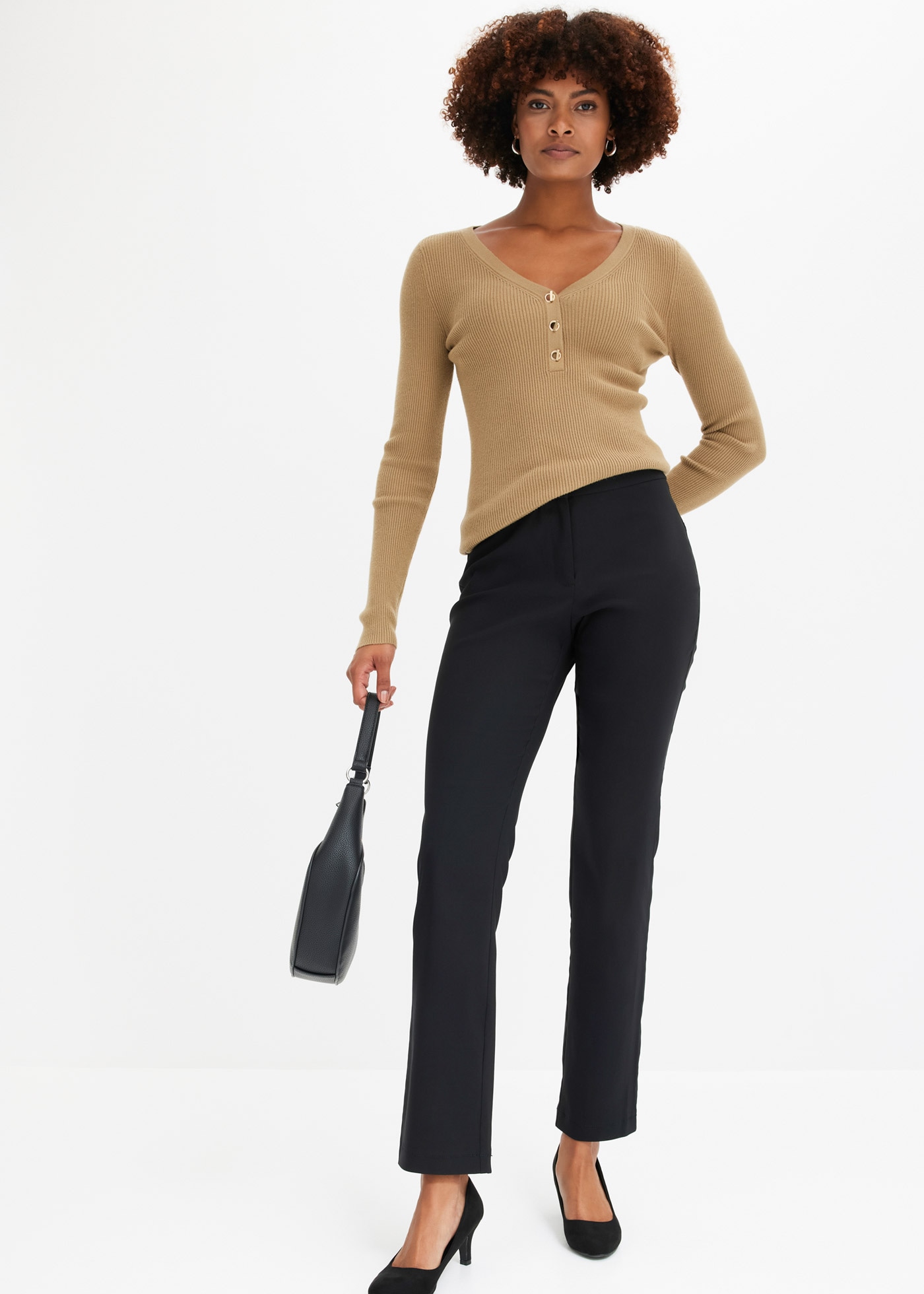 bonprix Pantalon stretch »Stretch-Hose«  en polyester et viscose, avec part d'élasthanne, regular fit