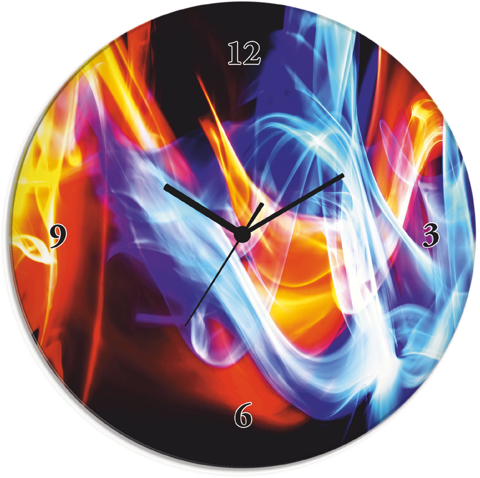 Image of Artland Wanduhr "Glasuhr rund Feuer und Eis" wahlweise mit Quarz- oder Funkuhrwerk, lautlos ohne Tickgeräusche