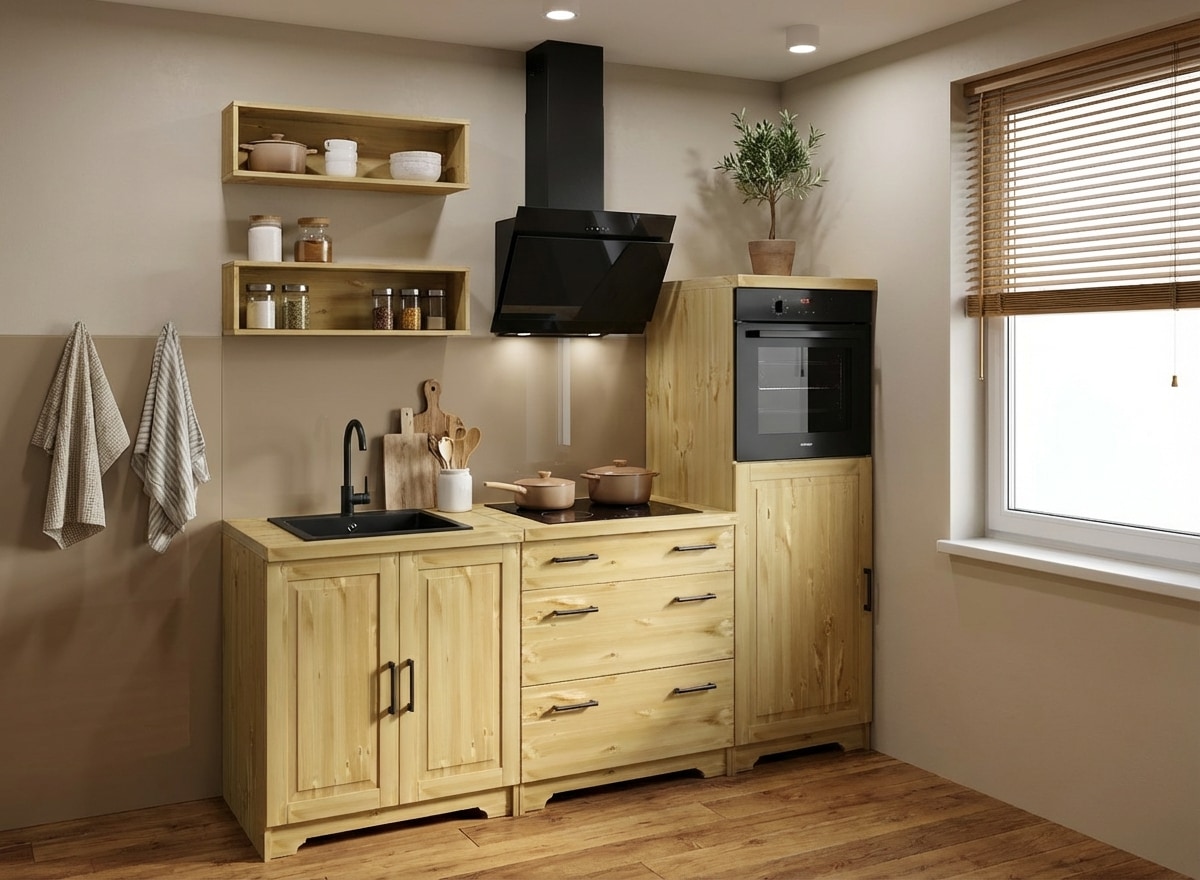 Home affaire Four/réfrigérateur encastrable »Meliss« aus massiver Kiefer, Breite 60 cm, Soft-Close-Funktion