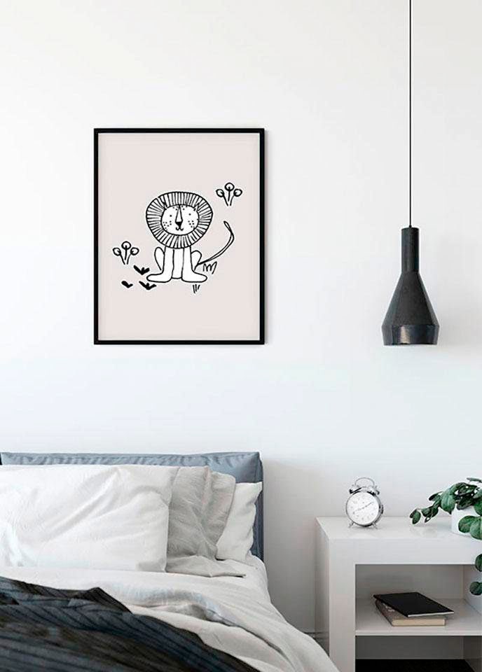 Image of Komar Bild "Scribble Lion" Tiere 1 Stk. tlg. Wandbild zur Dekoration - ohne Rahmen