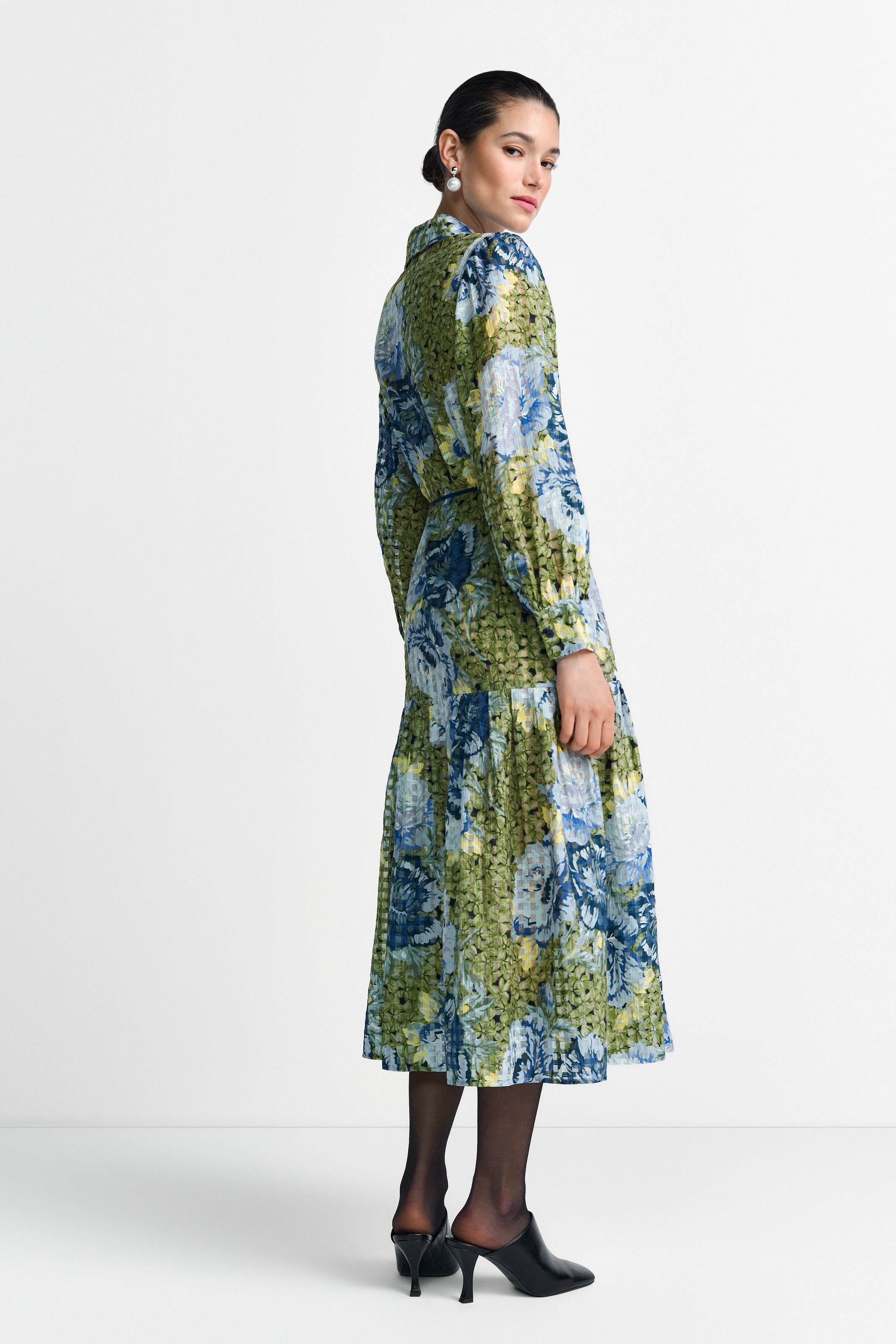 RICHROYAL Robe midi mit Pfingstrosenprint