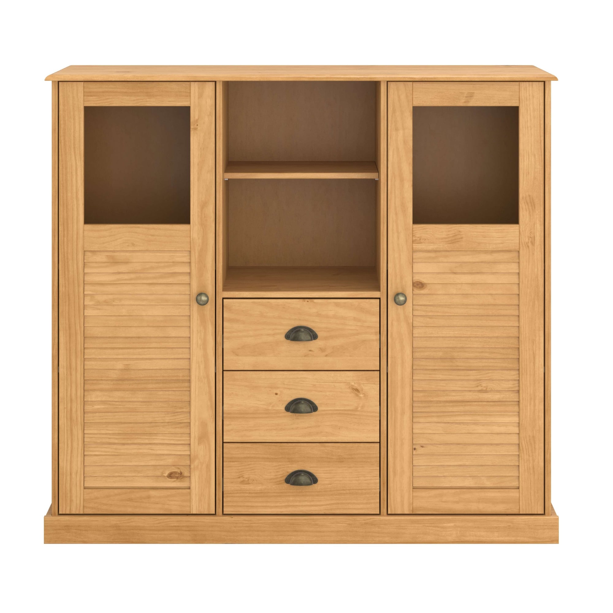 GOODproduct Buffet haut »Turia, mit Glas- und Lamellentüren« Vitrine/armoire moyenne/commode, en pin massif, FSC®, L : 127 cm