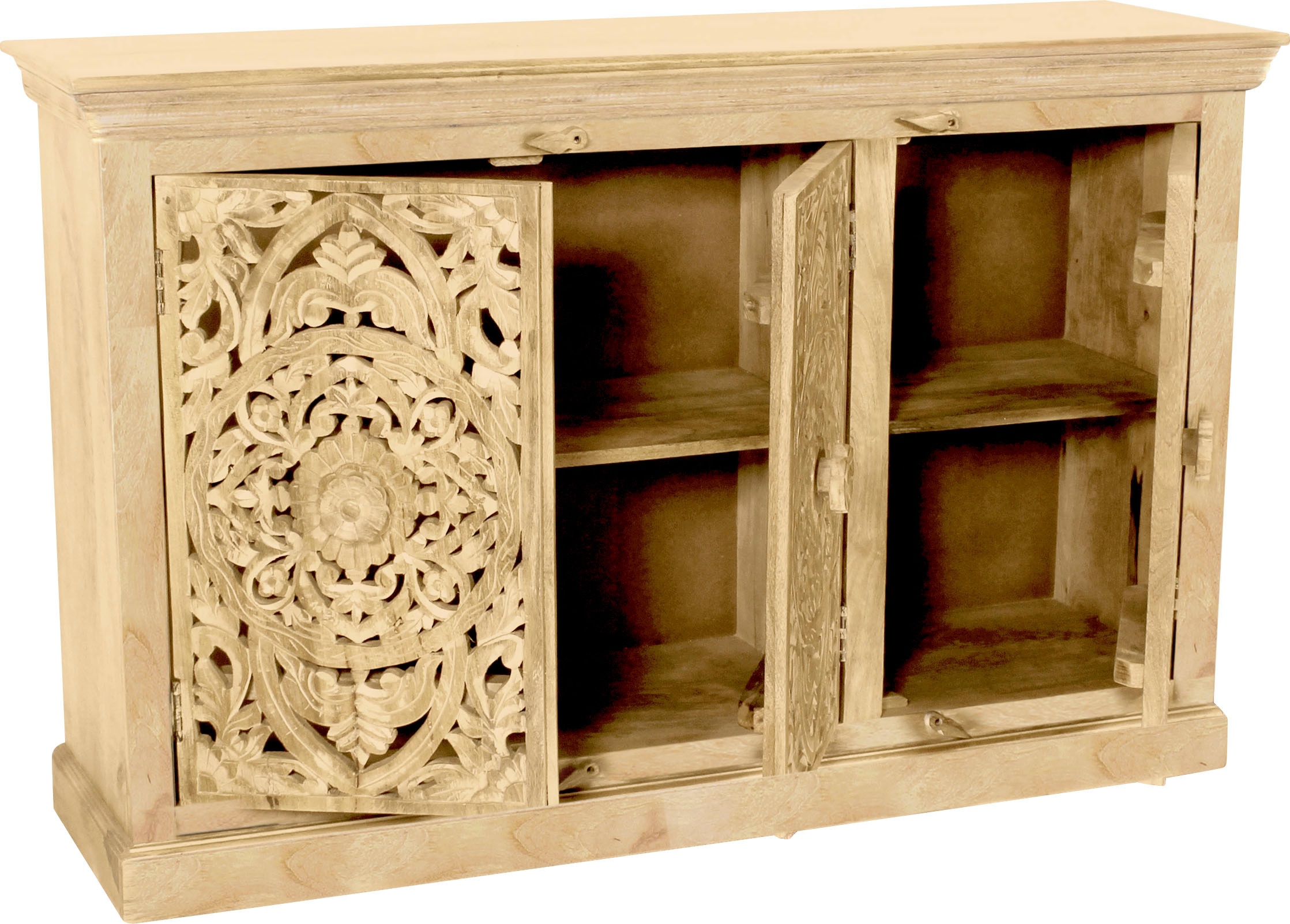 SIT Sideboard »Modena aus Mangoholz mit 3 Türen und aufwändigen Schnitzereien« Aufwändige Schnitzereien im orientalischen Stil