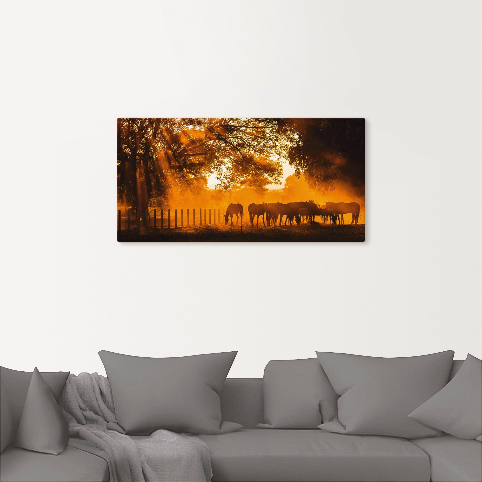 Artland Leinwandbild »Goldenes Licht auf der Pferdewiese« Haustiere 1 Stk. tlg. auf Holzrahmen gespannt