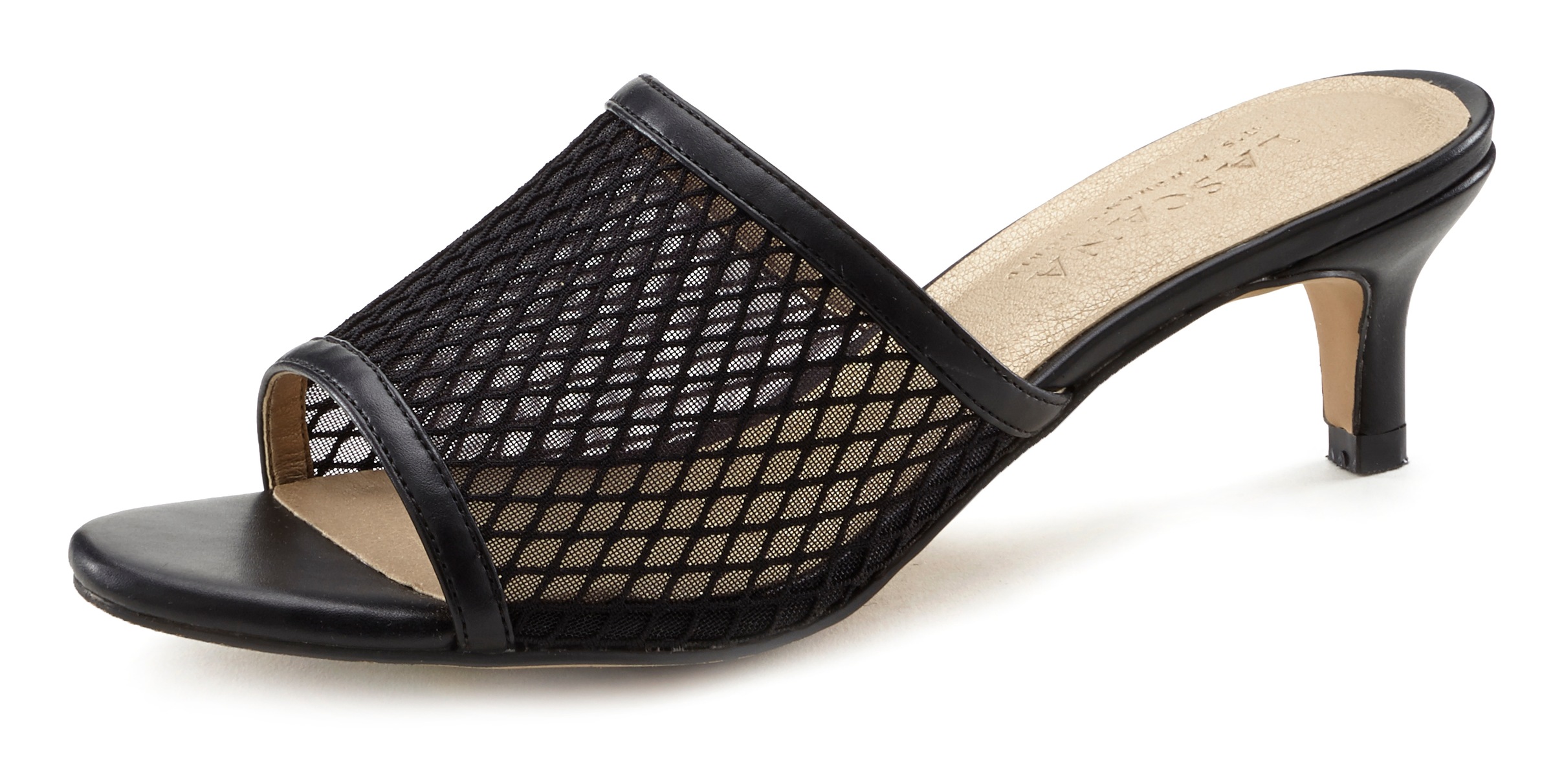 Image of LASCANA Pantolette, vegan mit modischer Netzoptik und Kitten Heel bei Ackermann Versand Schweiz