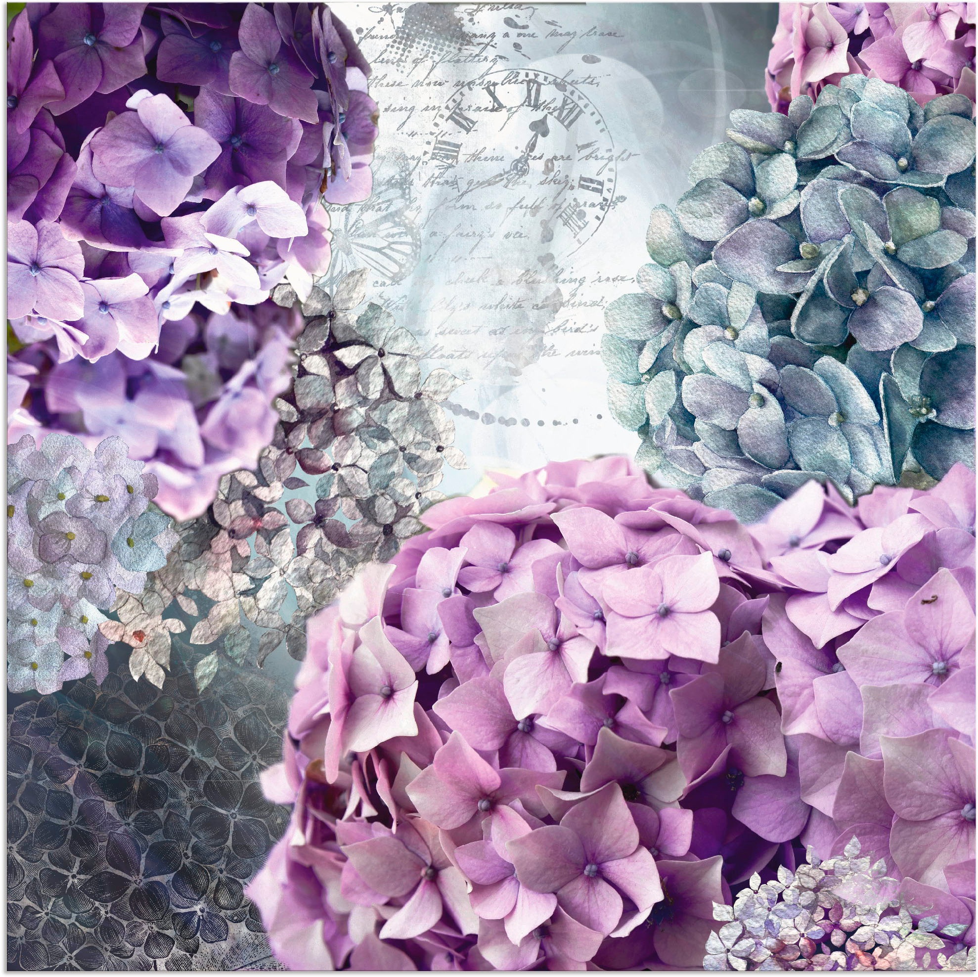 Image of Artland Wandbild »Blau und Grau Hortensie«, Blumen, (1 St.), in vielen Grössen & Produktarten - Alubild / Outdoorbild für den Aussenbereich, Leinwandbild, Poster, Wandaufkleber / Wandtattoo auch für Badezimmer geeignet bei Ackermann Versand Schweiz
