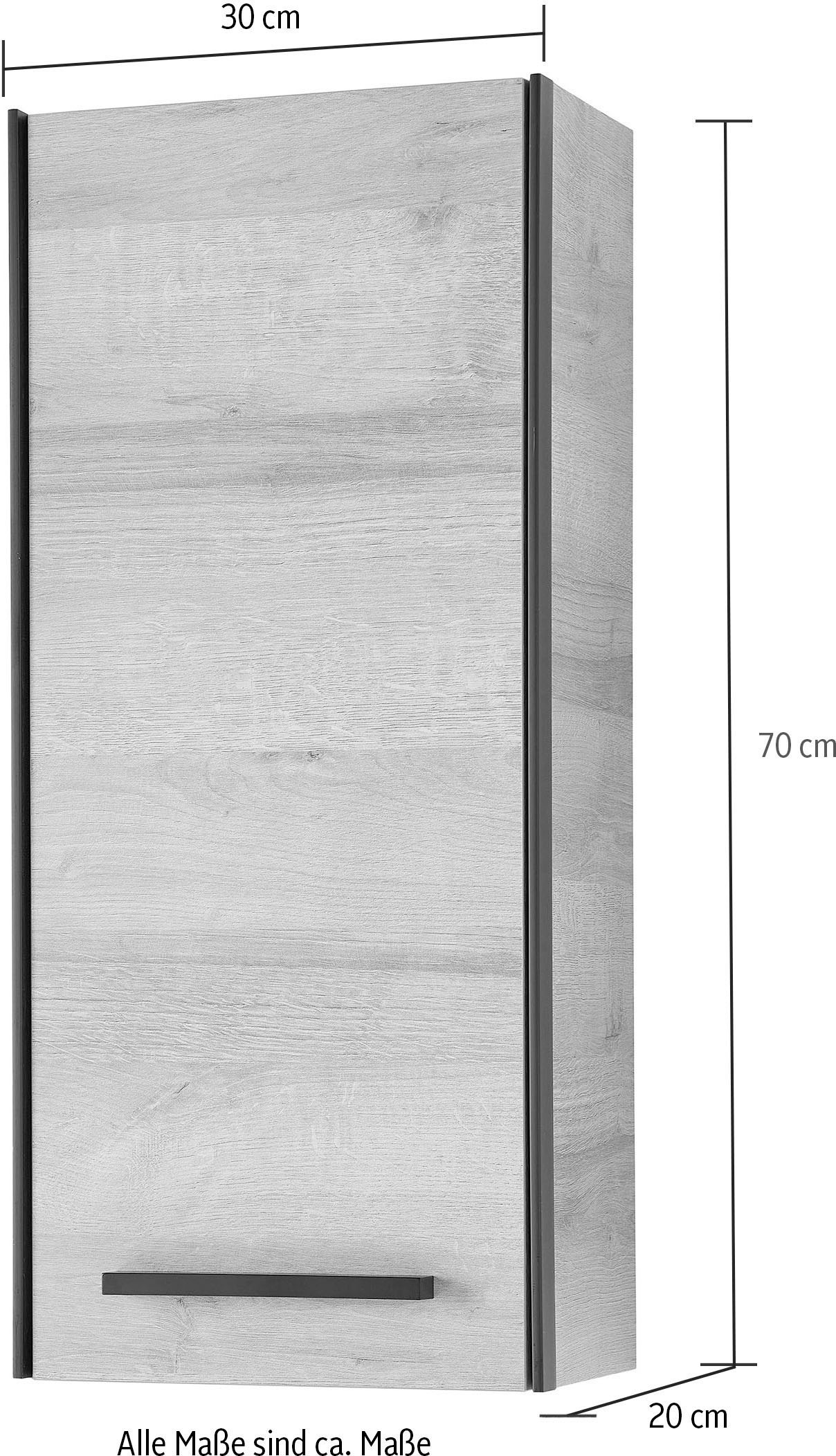 Saphir Hängeschrank »Quickset 395 Wand-Badschrank 30 cm breit mit 1 Tür und 2 Einlegeböden« Badezimmer-Hängeschrank inkl. Türdämpfer, Griffe in Schwarz