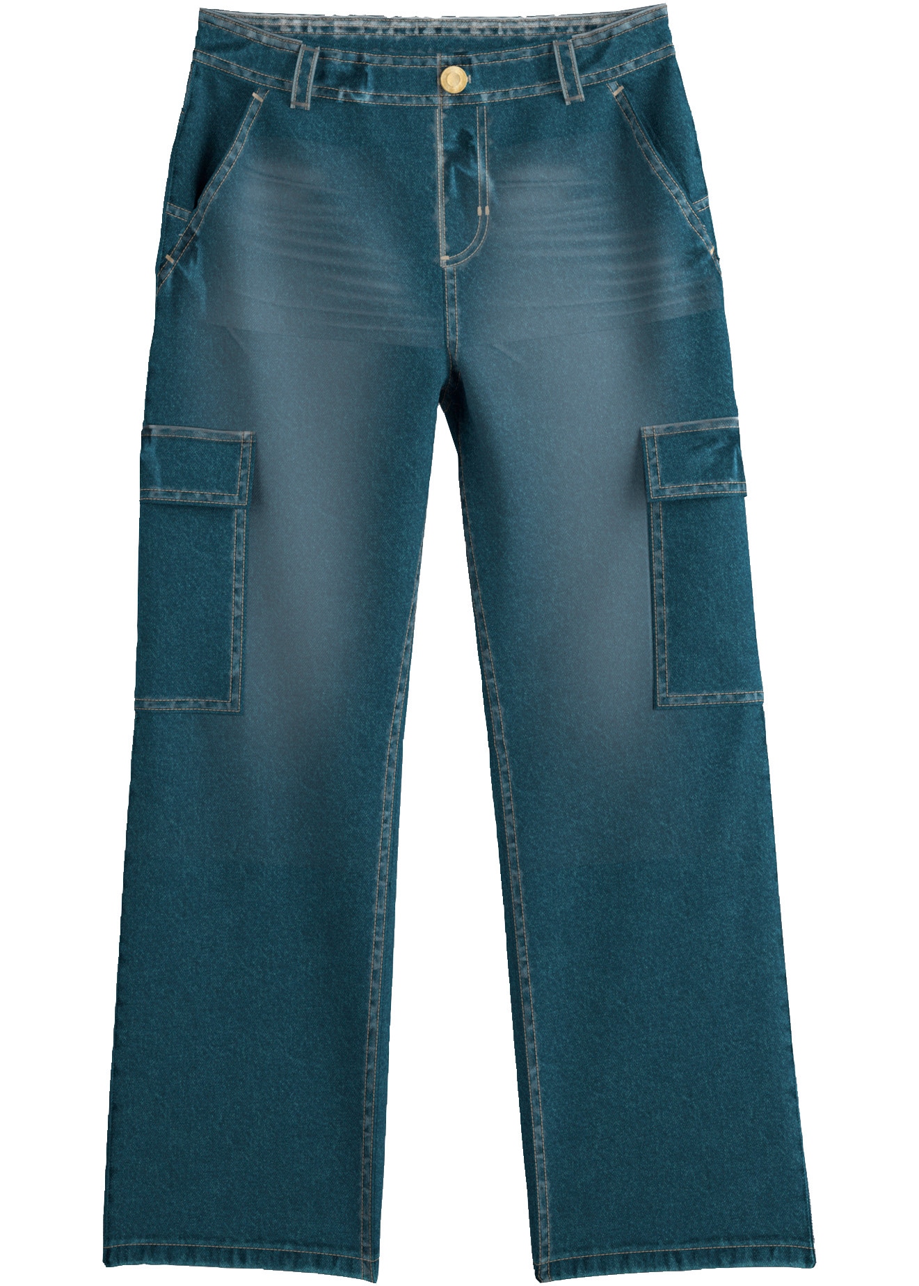 bonprix Jeans cargo avec poches cargo plaquées, coupe jambes larges, coupe ample