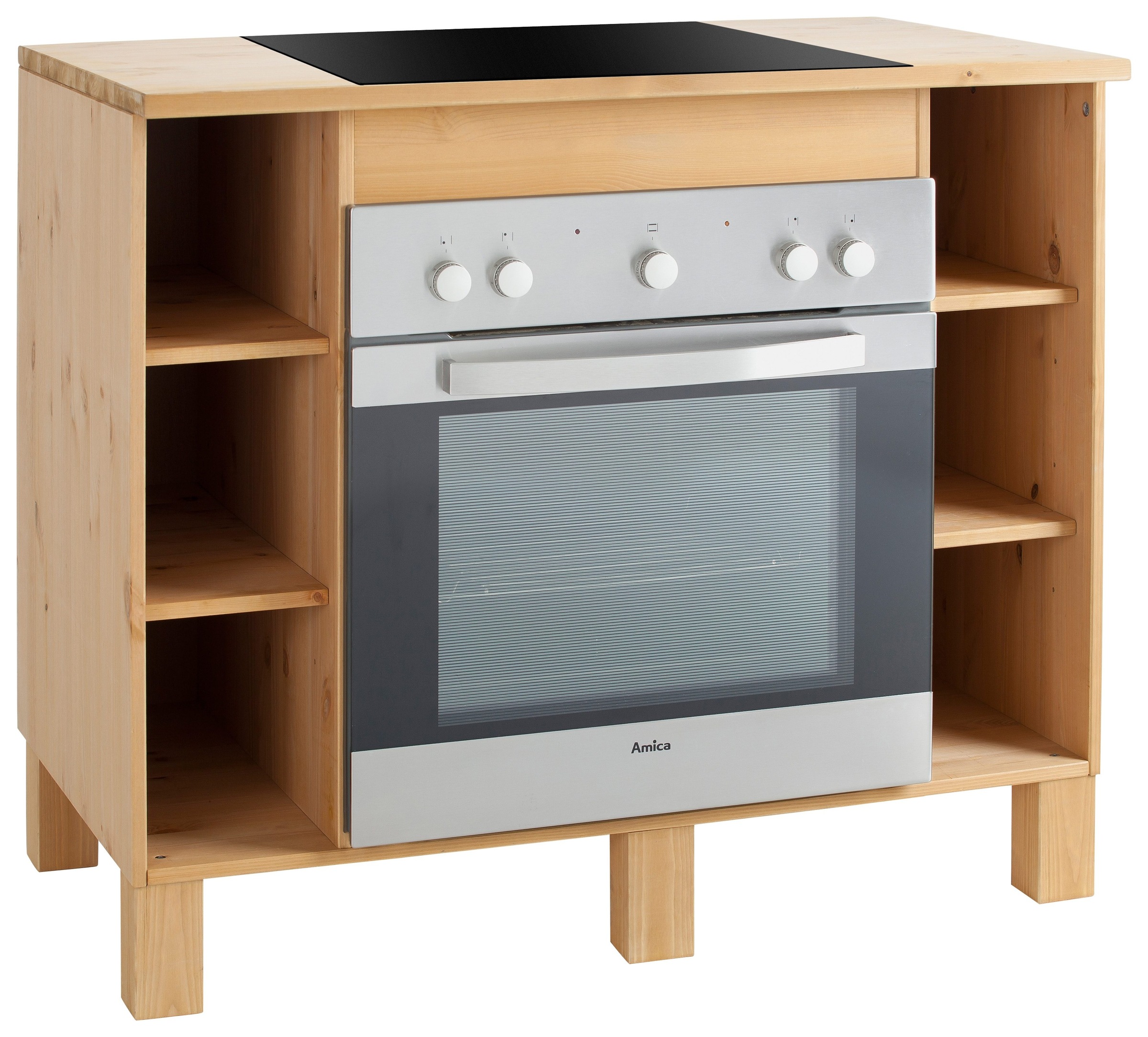 Image of Home affaire Herdumbauschrank »Oslo«, 100 cm breit, in 2 Tiefen, aus massiver Kiefer, mit 23 mm starker Arbeitsplatte, mit 6 Fächern bei Ackermann Versand Schweiz
