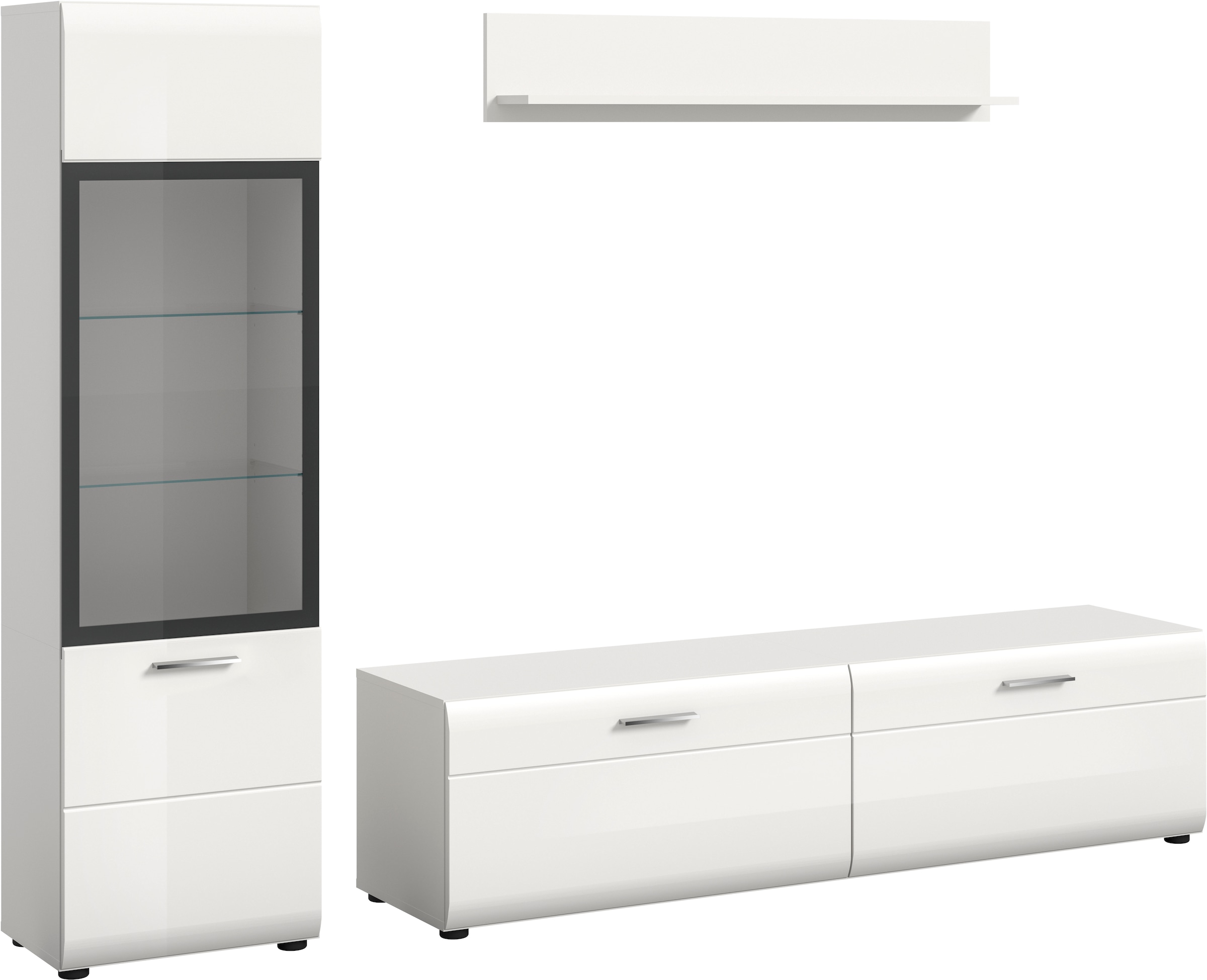 Image of Home affaire Wohnwand "FLORENZ, 3-teilige Wohn-Kombination, hochwertige MDF-Front" Set, Set, best. aus: 1 Vitrine, 1 Lowboard, 1 Wandboard, 3 Stk. tlg.