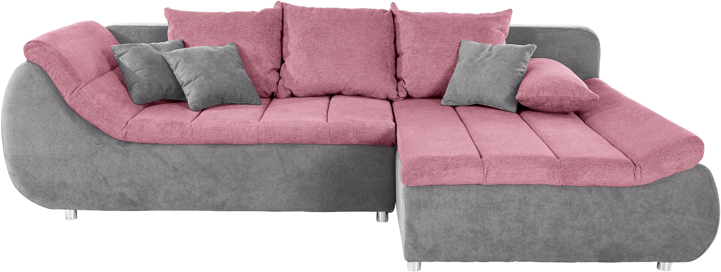 INOSIGN Ecksofa »Imola, elegant und modern, aktuelle Steppung im Sitz, bequem, L-Form«, frei im Raum stellbar, wahlweise mit Bettfunktion und Bettkasten