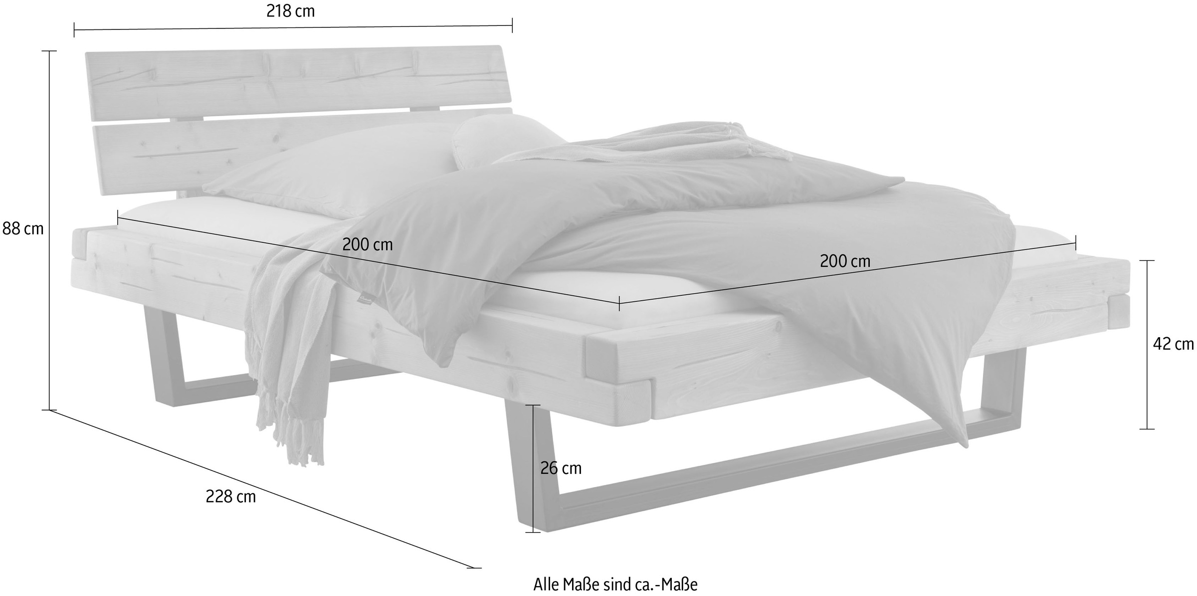 Home affaire Massivholzbett »Ultima«, aus Holz in Balken-Optik mit Metallkufe