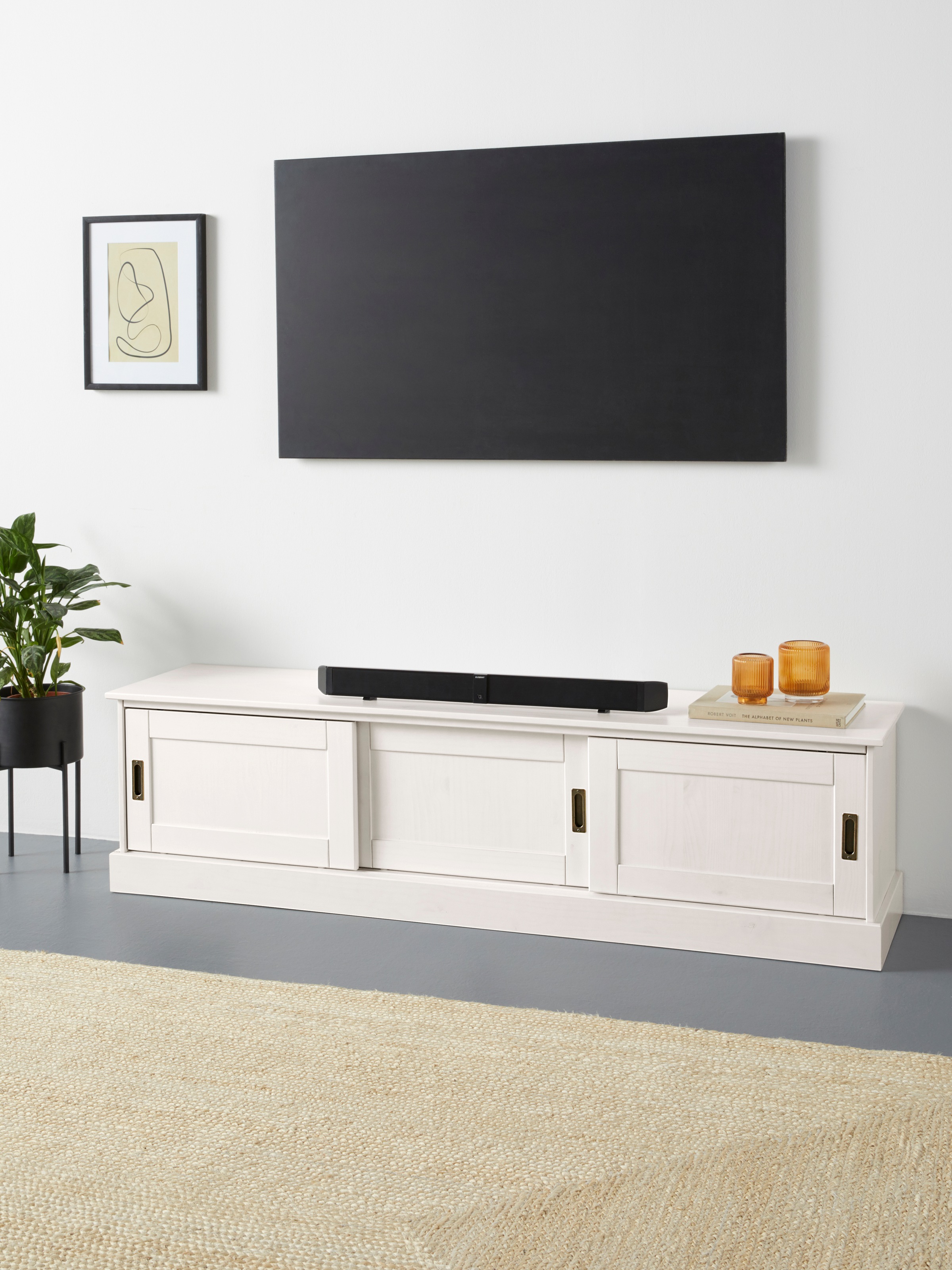 Image of GOODproduct Lowboard "Schröder" Kommode mit 3 Schiebetüren, aus massivem Kiefernholz