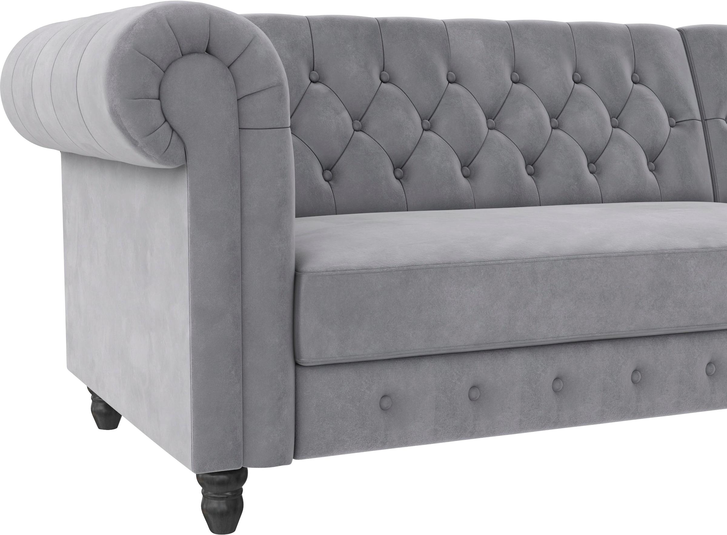 Dorel Home Ecksofa »Felix, L-Form, 241 cm (Liegefl.108x195 cm), Recamiere tauschbar,« verstellb. Rückenlehne, Bett-Funktion, Velours, Kunstleder, Vintage
