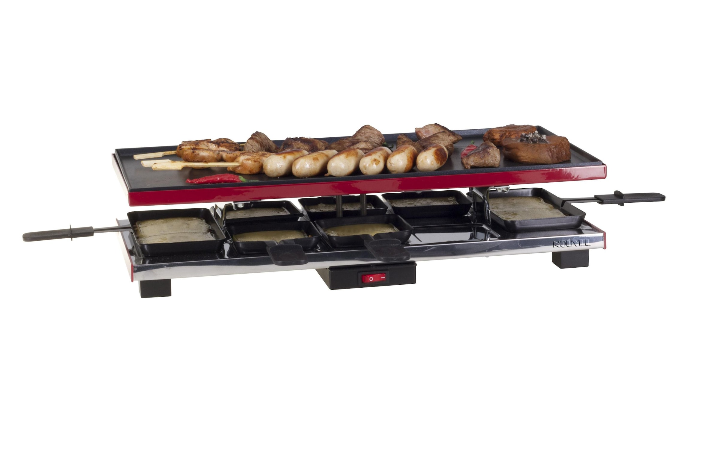 Nouvel Raclette »Nouvel Deluxe, 8 Personen«, 8 St. Raclettepfännchen, 1400 W