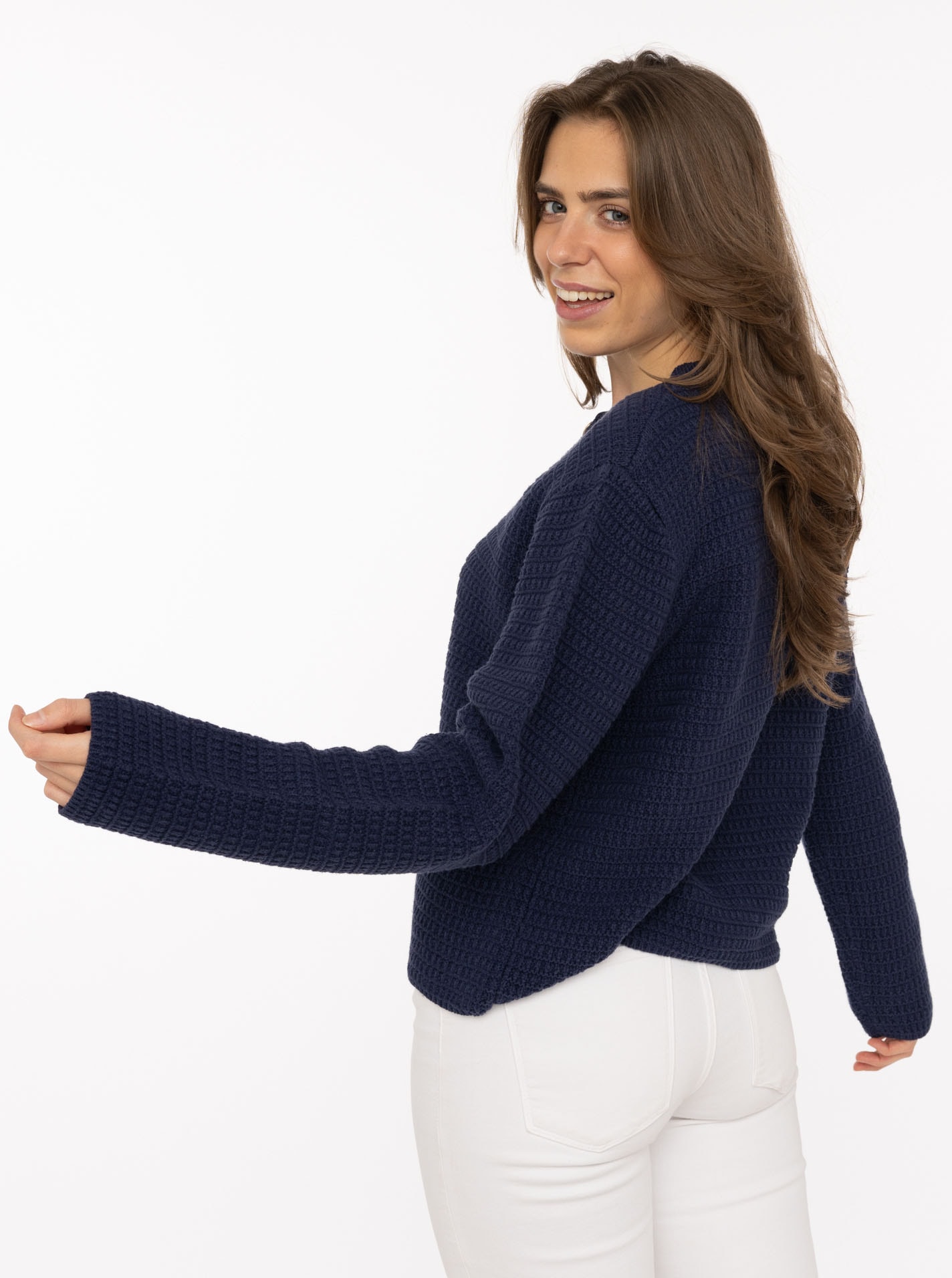 Zwillingsherz Strickjacke »"Herz Knopf"« mit Lockstrickmuster und Herzknöpfen in goldfarben