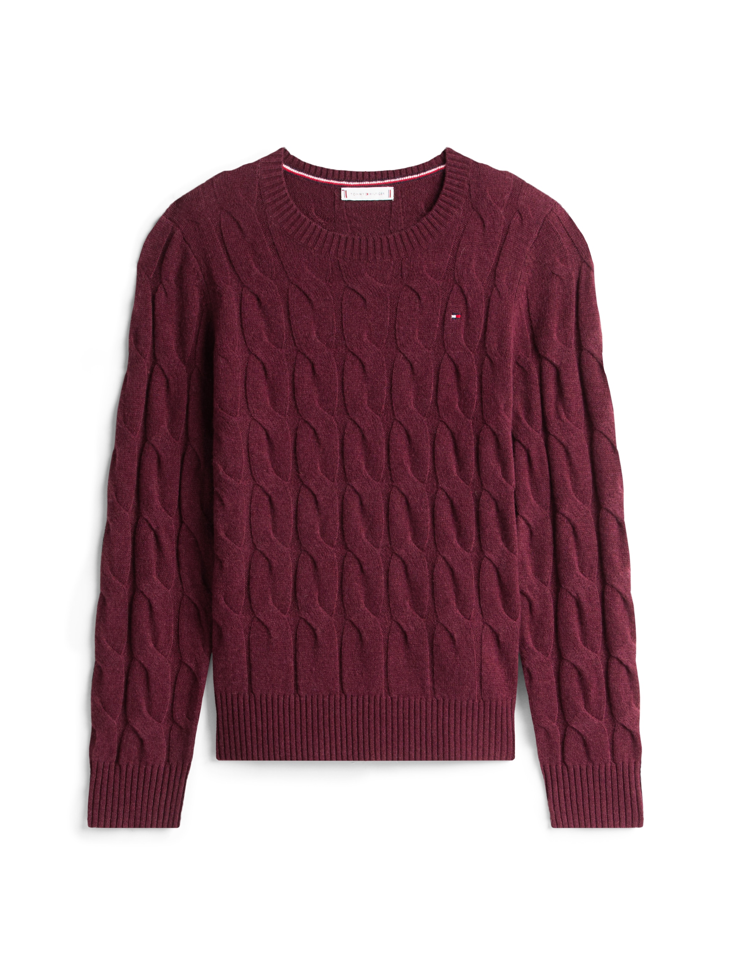Tommy Hilfiger Strickpullover »SOFT WOOL CABLE C-NK« Wolle, mit Zopfmuster