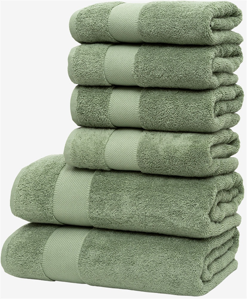 Wolkenfeld Set de serviettes »Premium Low-Twist Baumwolle 550 g/m² – 6-teiliges Bade-Set« 6 pièces Frottee 2 Duschtücher 70×140 cm & 4 Handtücher 50×100 cm