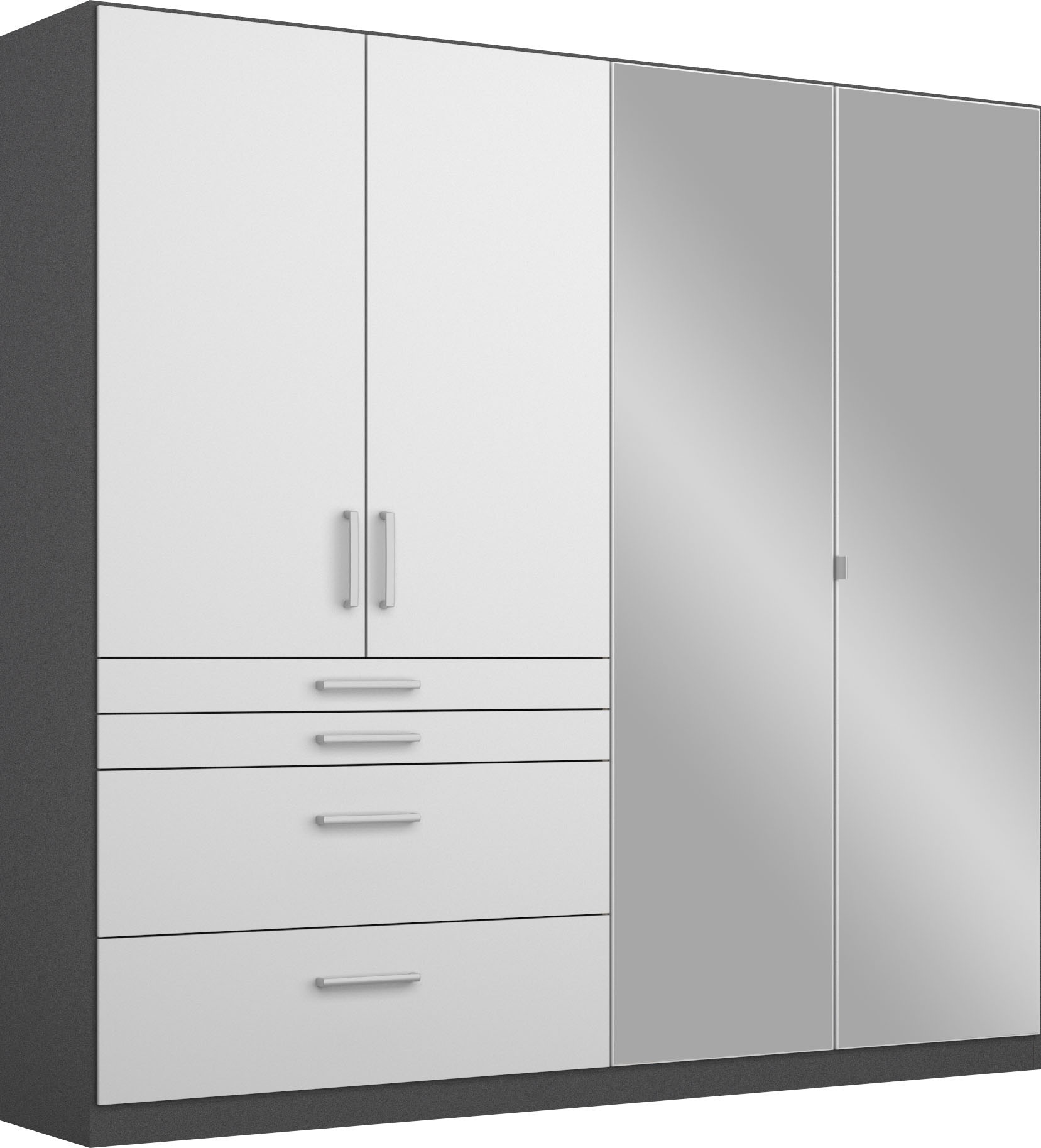 Image of rauch Drehtürenschrank "Kleiderschrank Schrank Garderobe Garderobenschrank HOMBURG" mit Spiegel, oberer Schubkasten mit Einteilung MADE IN GERMANY