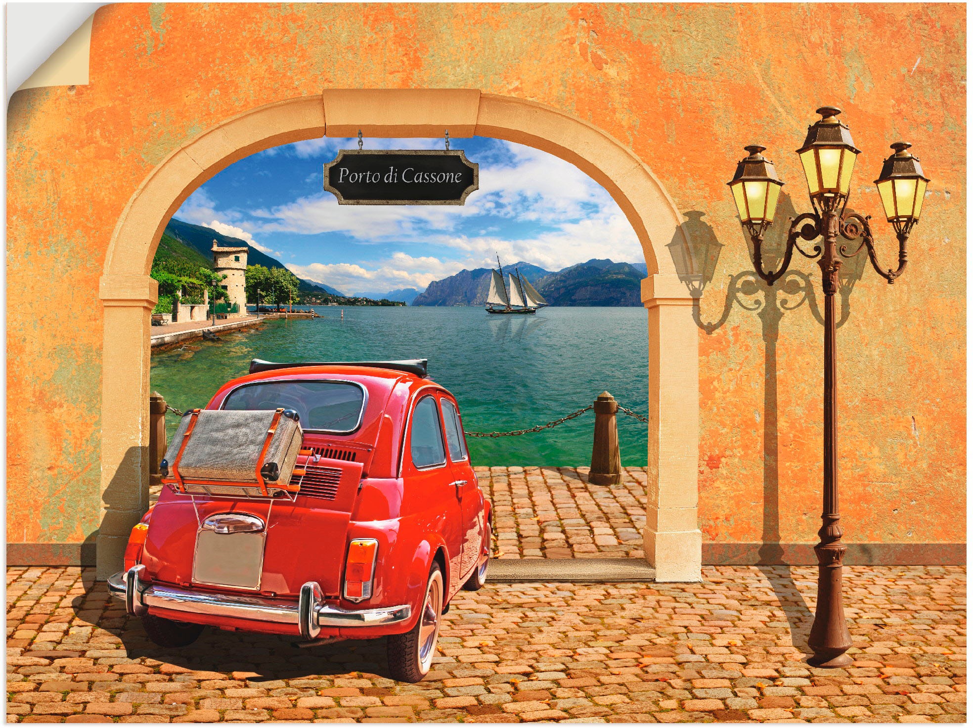 Image of Artland Wandbild »Kleiner italienischer Hafen«, Auto, (1 St.), in vielen Grössen & Produktarten -Leinwandbild, Poster, Wandaufkleber / Wandtattoo auch für Badezimmer geeignet bei Ackermann Versand Schweiz