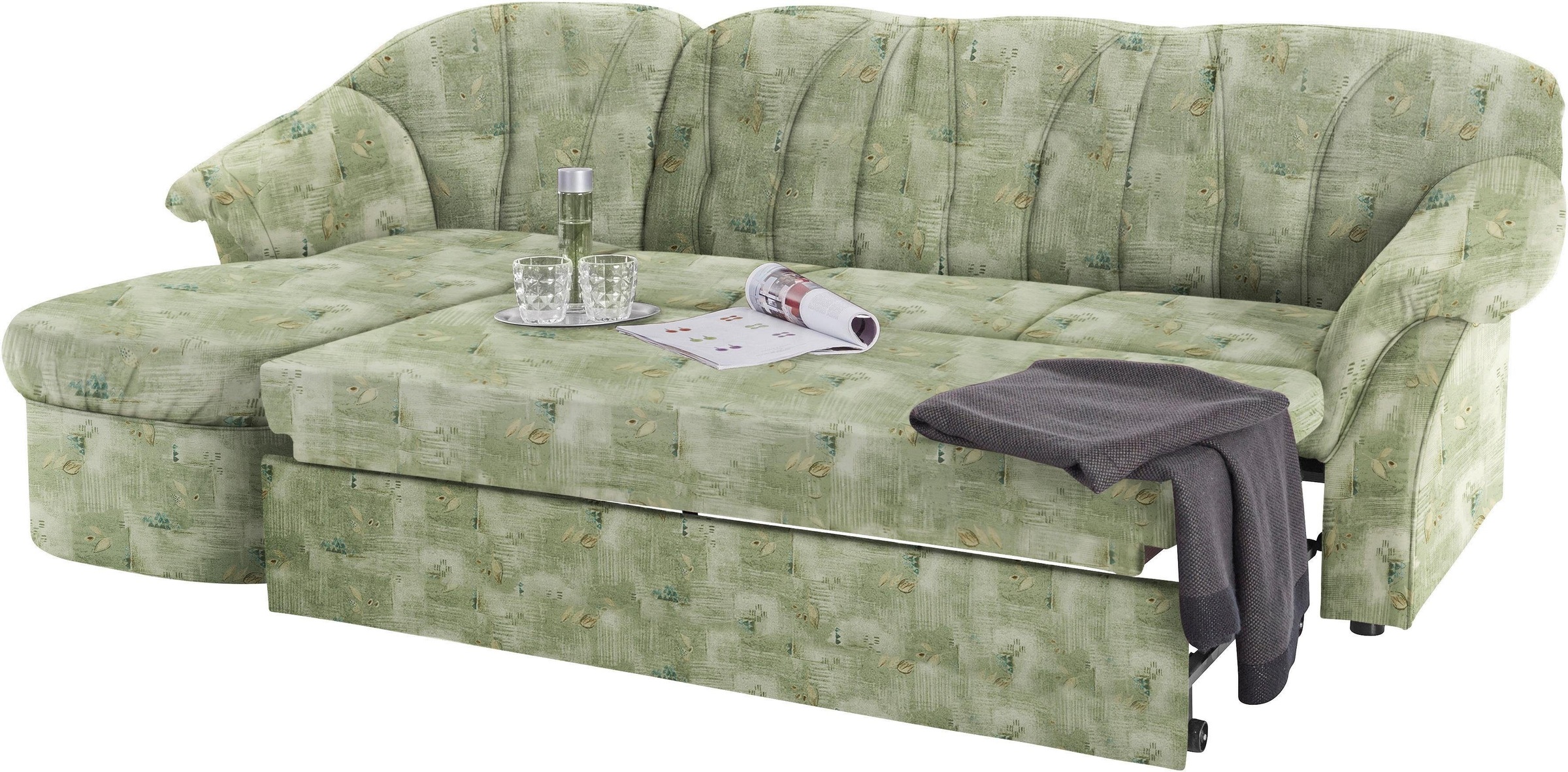DOMO collection Ecksofa »Pegnitz, elegante Rückensteppung, kompakte Stellmasse 238/141cm, L-Form«, wahlweise mit Bettfunktion
