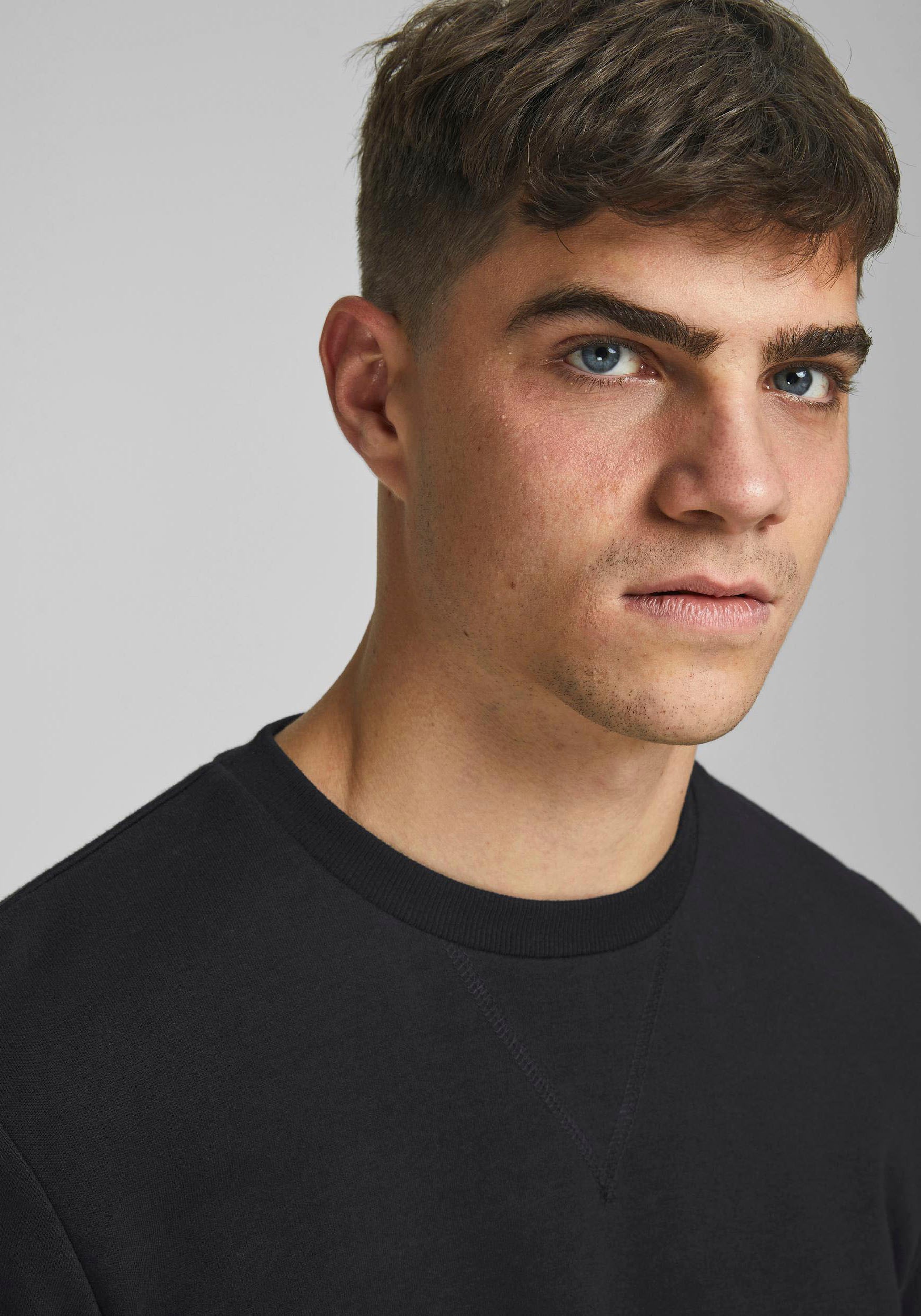 Jack & Jones Sweatshirt »JJEBASIC mit Flaglabel und weicher Baumwollmischung«, unifarben, modisch, regular fit, Baumwolle, Rundhals