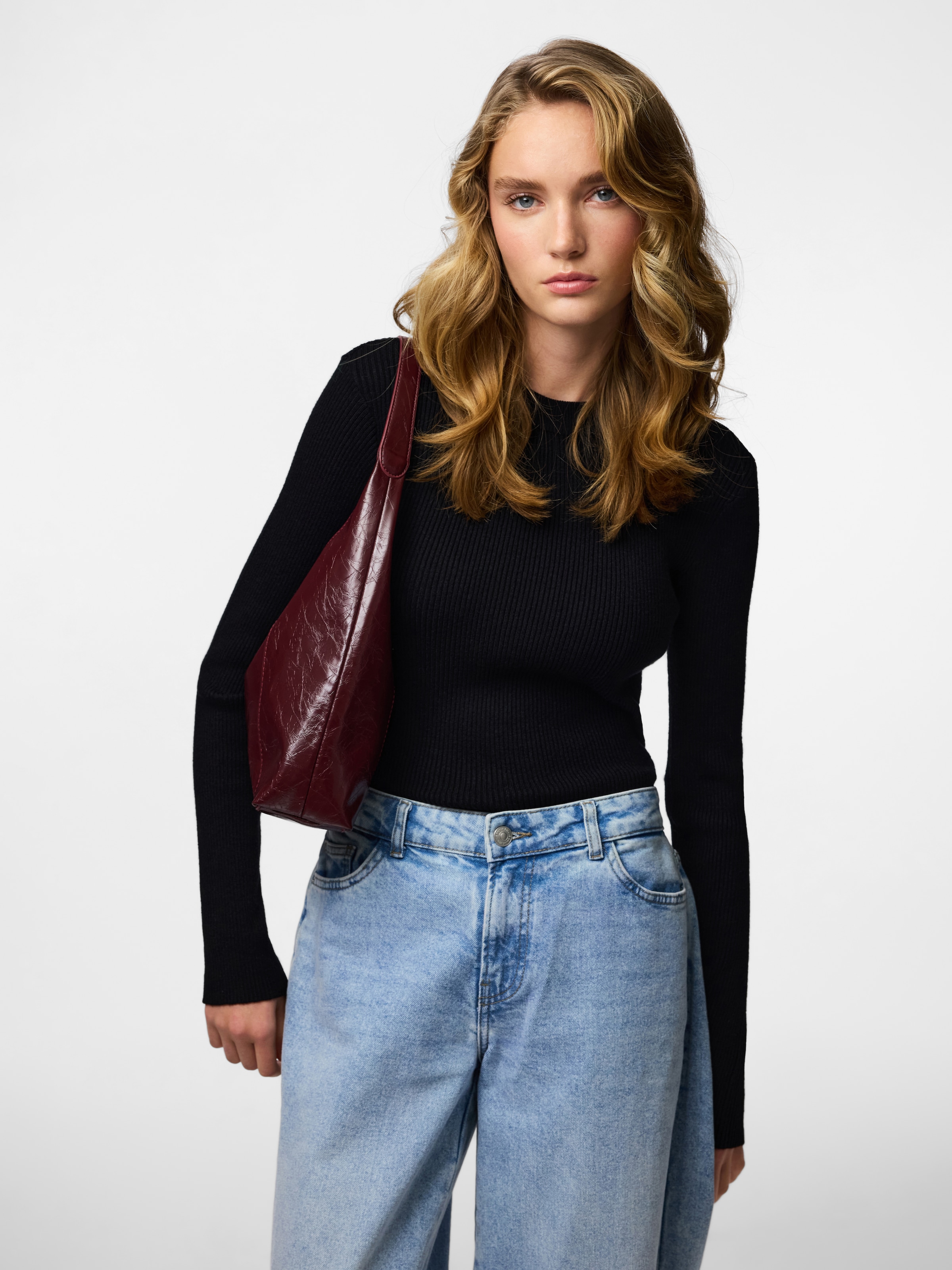 Image of pieces Rundhalspullover "PCMIRA NEW LS O-NECK KNIT NOOS BC" Viskosemischung