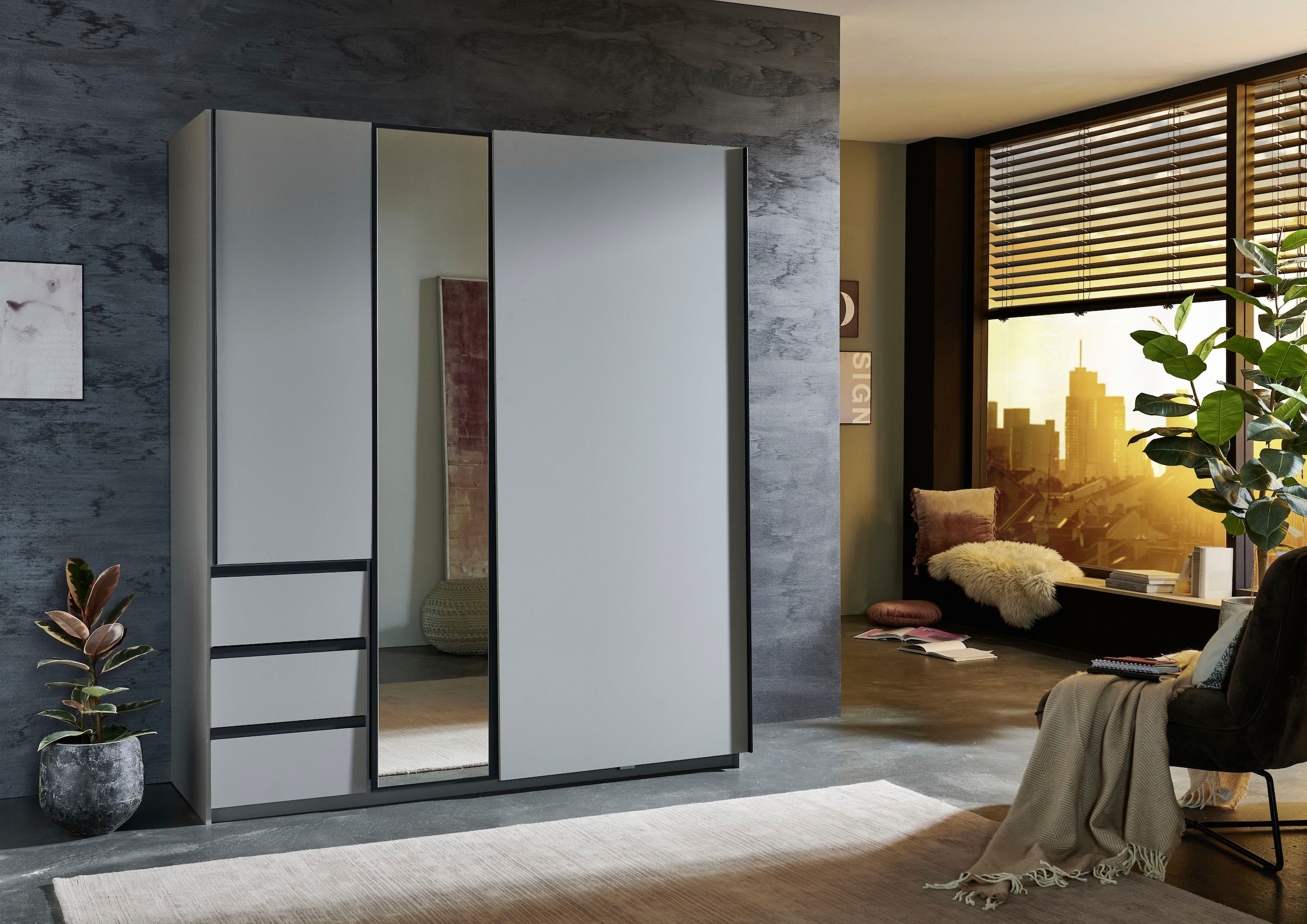 Wimex Schwebetürenschrank »Stade, B: 168cm, inkl. Spiegel und von aussen bedienbaren Schubladen« erhältlich in verschiedenen Farben