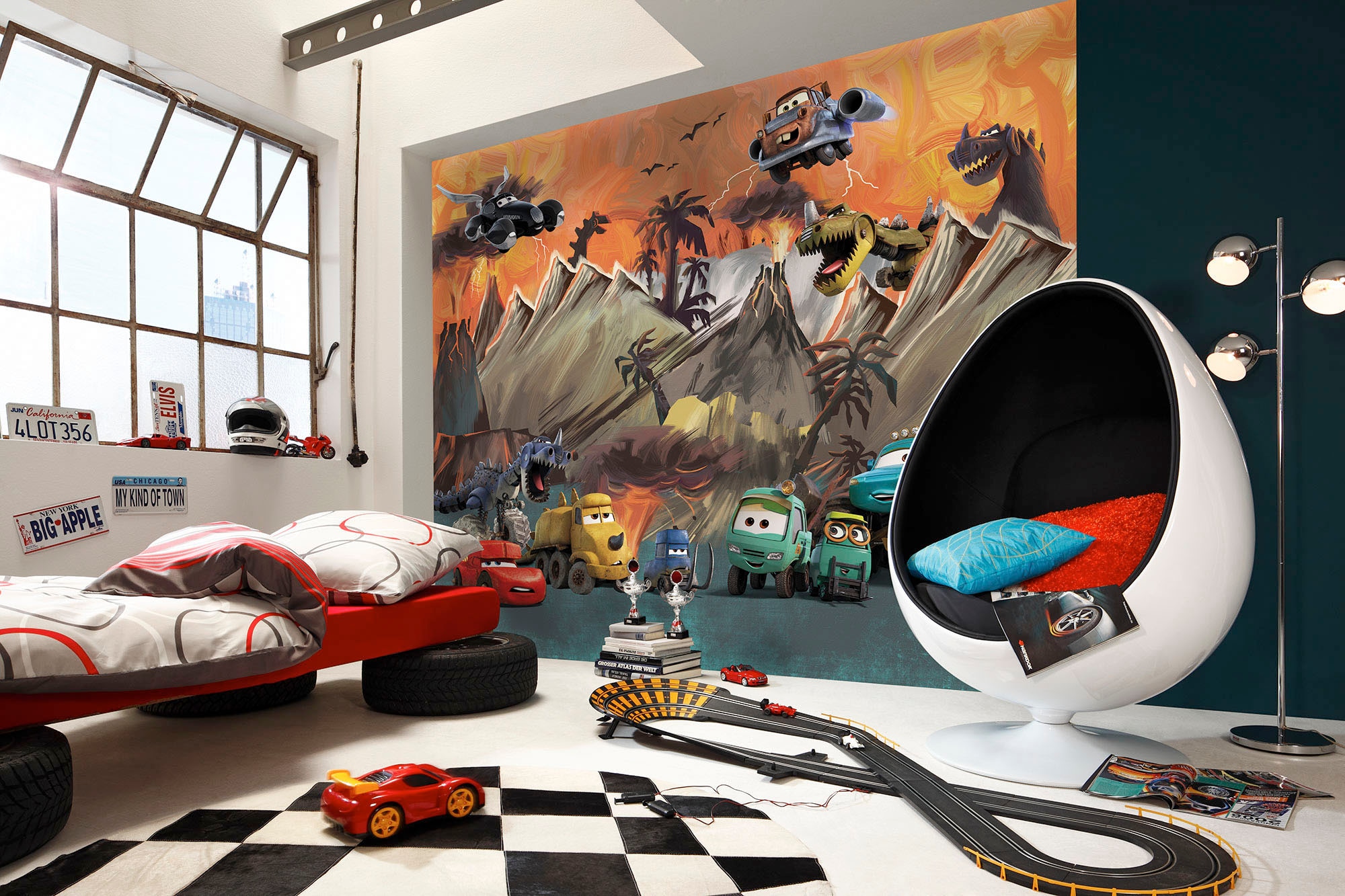 Image of Komar Fototapete "Digitaldruck Vlies - Cars Carosaurus - Grösse 300 x 250 cm" bedruckt glatt Kinderzimmer
