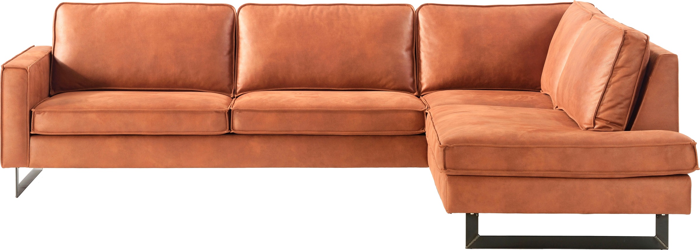 Places of Style Ecksofa »Pinto, 290 cm, Ottomane links / rechts«, Cord, Feincord, Luxus-Microfaser Leder und Chenille