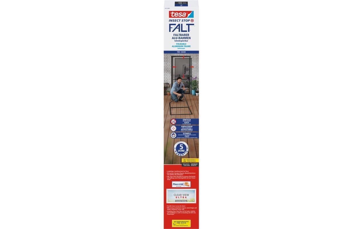 tesa Cadre de fenêtre moustiquaire »FALT Alu Rahmen teleskopierbar Premium für Türen« Paquet, Cadre télescopique en aluminium, 1 cuis tlg. Moustiquaire alu 80 cm x 170 cm jusqu'à 100x cm x 220 cm