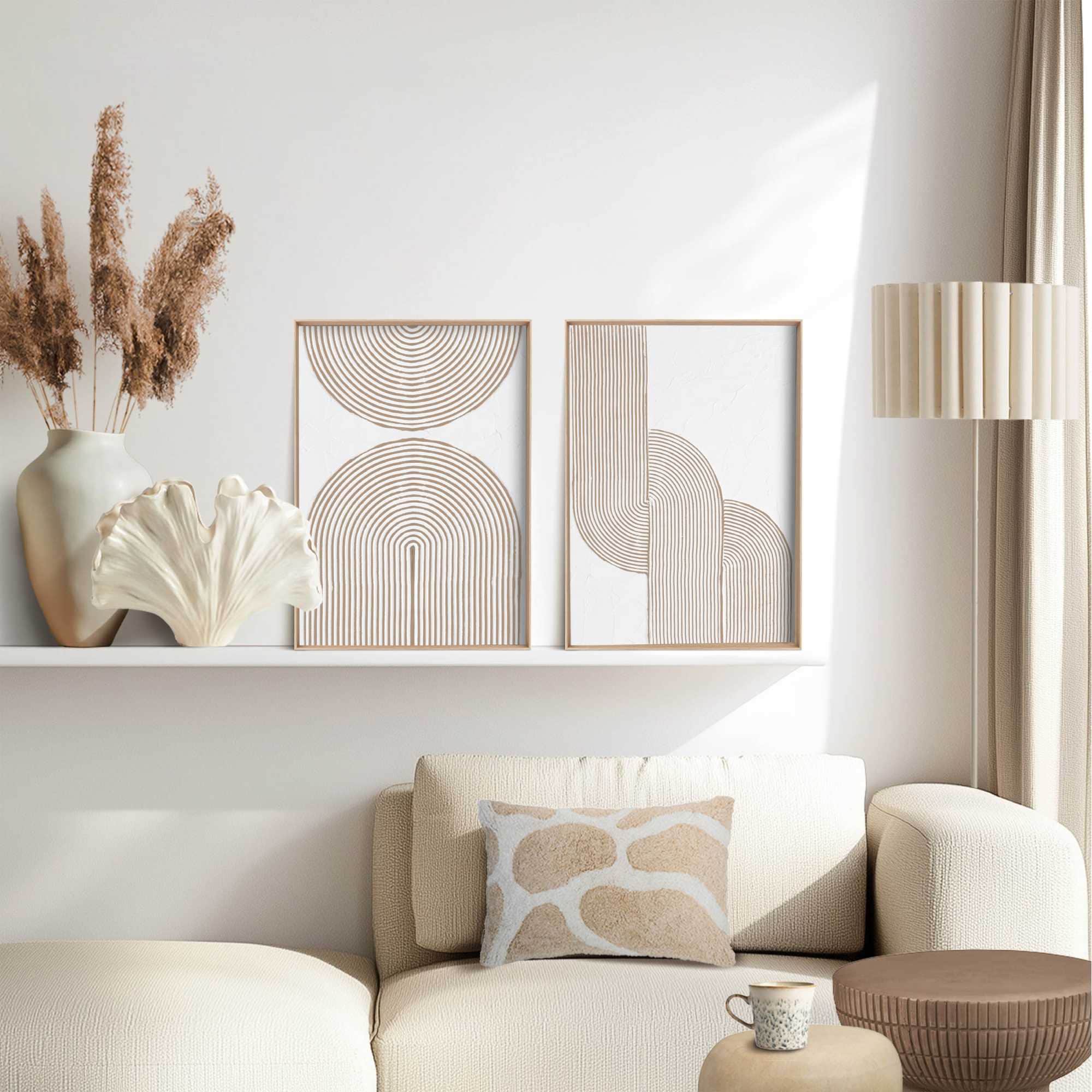 Image of Reinders Wandbild "Taupefarbene Bögen" 2 Stk. tlg. Wohnzimmer - Beige - MDF - Abstrakt - 30x40 cm