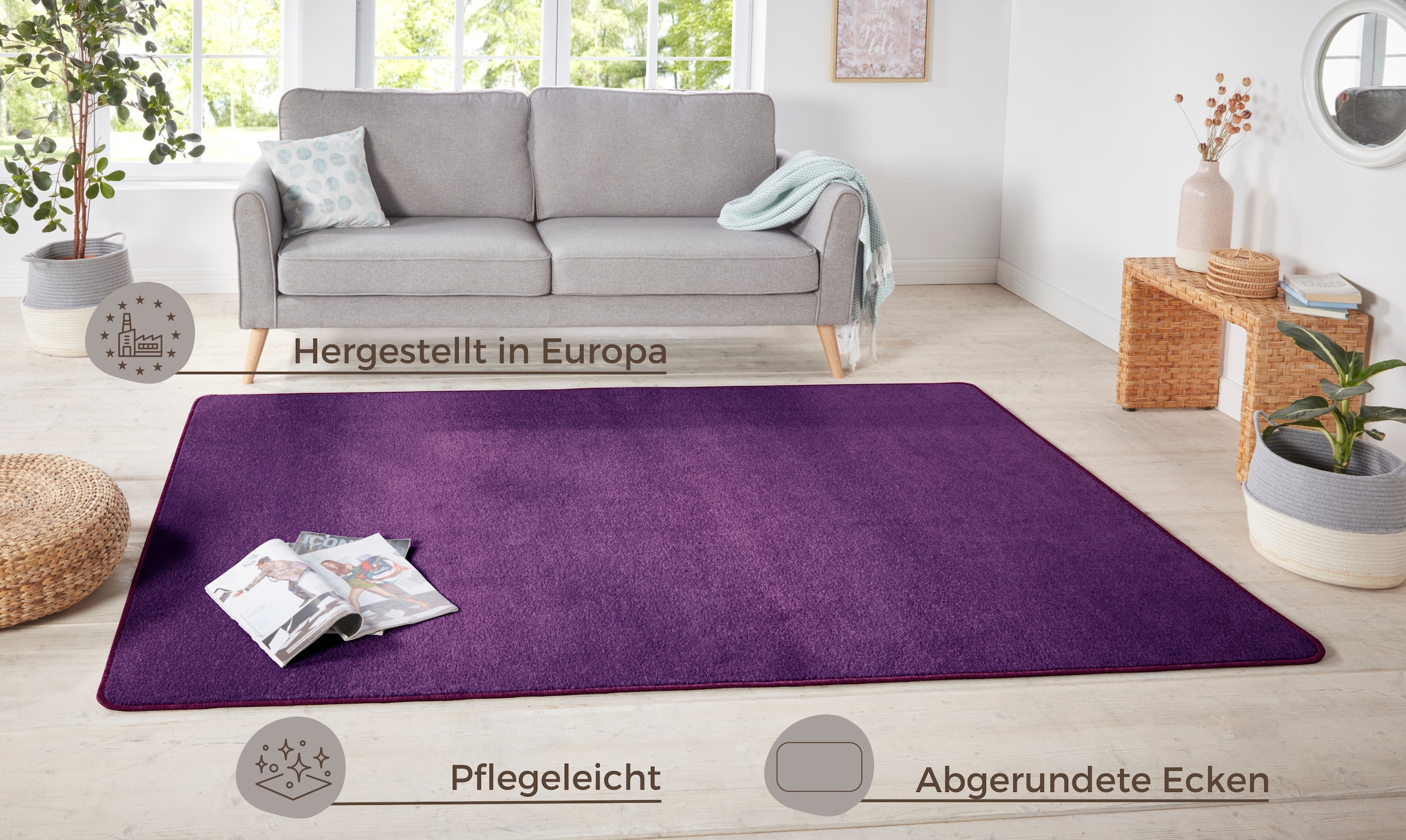 HANSE Home Teppich »Shashi«, rechteckig, Kurzflor, Unifarben, Teppich, Weich, Esszimmer, Kinderzimmer, Flur