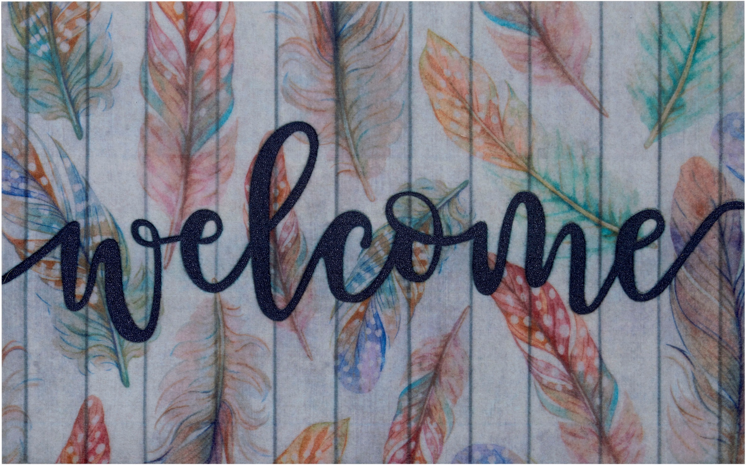 Image of my home Fussmatte »Welcome«, rechteckig, 6 mm Höhe, In- und Outdoor geeignet, mit Schrift, Floral, robust, pflegeleicht, Eingang, Türvorleger, rutschfest, Schmutzfang bei Ackermann Versand Schweiz