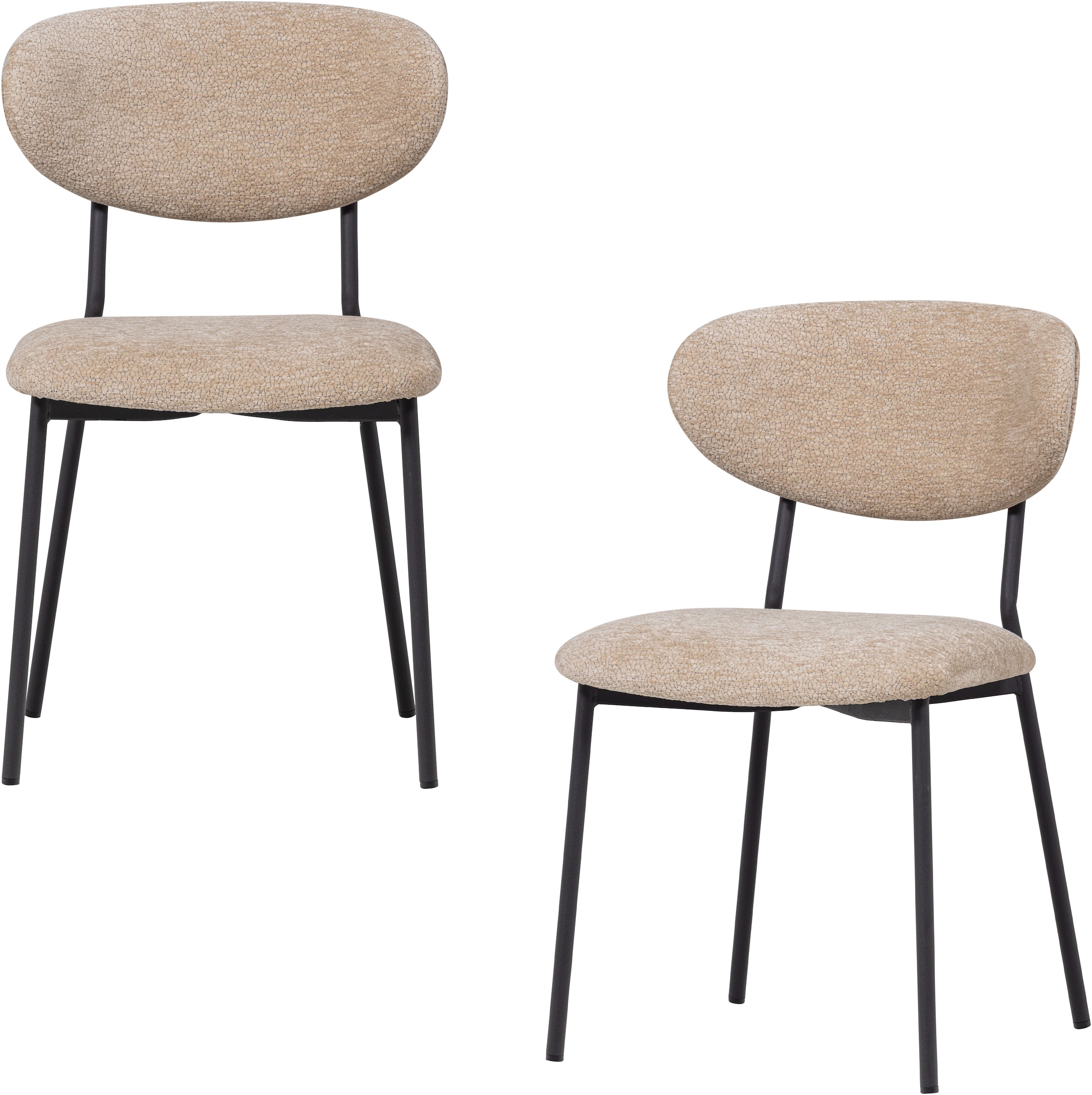 Image of WOOOD Esszimmerstuhl "Kjeld stapelbar mit Bezug und Metallgestell, B 47 x T 53 x H 79 cm" (Set) 2 Stk.(Set, 2 St) Chenille, Tragkraft 120 kg, Geringe Verschleissfestigkeit