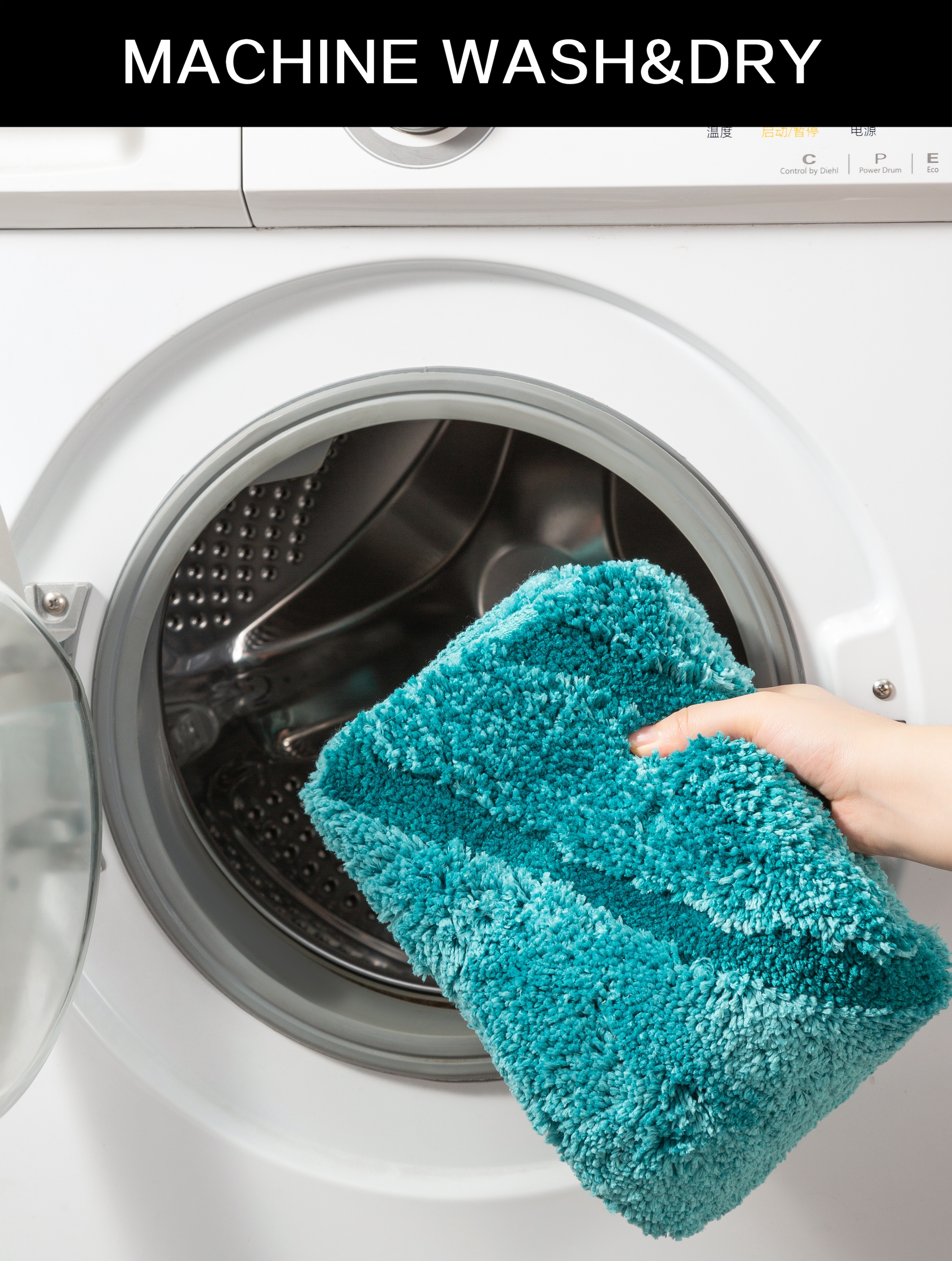 my home Badematte »Josie, Badvorleger, Badezimmer Teppich«, rutschhemmend beschichtet, fussbodenheizungsgeeignet-schnell trocknend-strapazierfähig, Badteppich, Badematten, rechteckig, rund & als 3-tlg. Set erhältlich