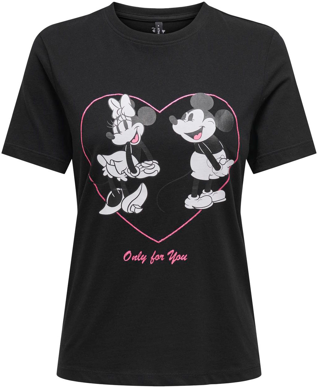 ONLY Kurzarmshirt »ONLMICKEY LIFE REG S/S VALENTINE TOP JRS«, mit Mickey und Minni Druck