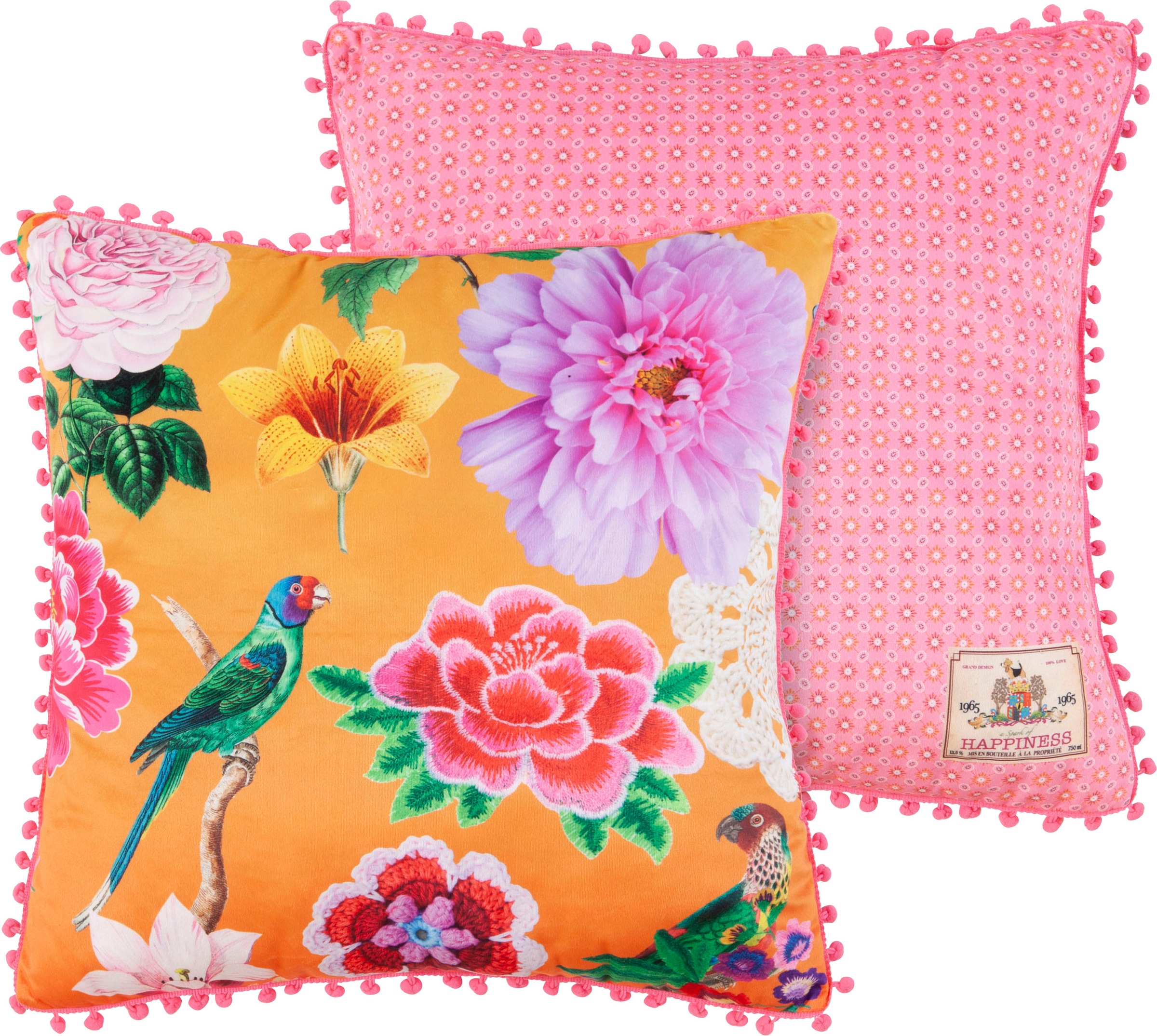 Image of Happiness Dekokissen »Suzy«, (1 St., 1 48x48 cm Dekokissen - Mit pompons), mit Pompons bei Ackermann Versand Schweiz