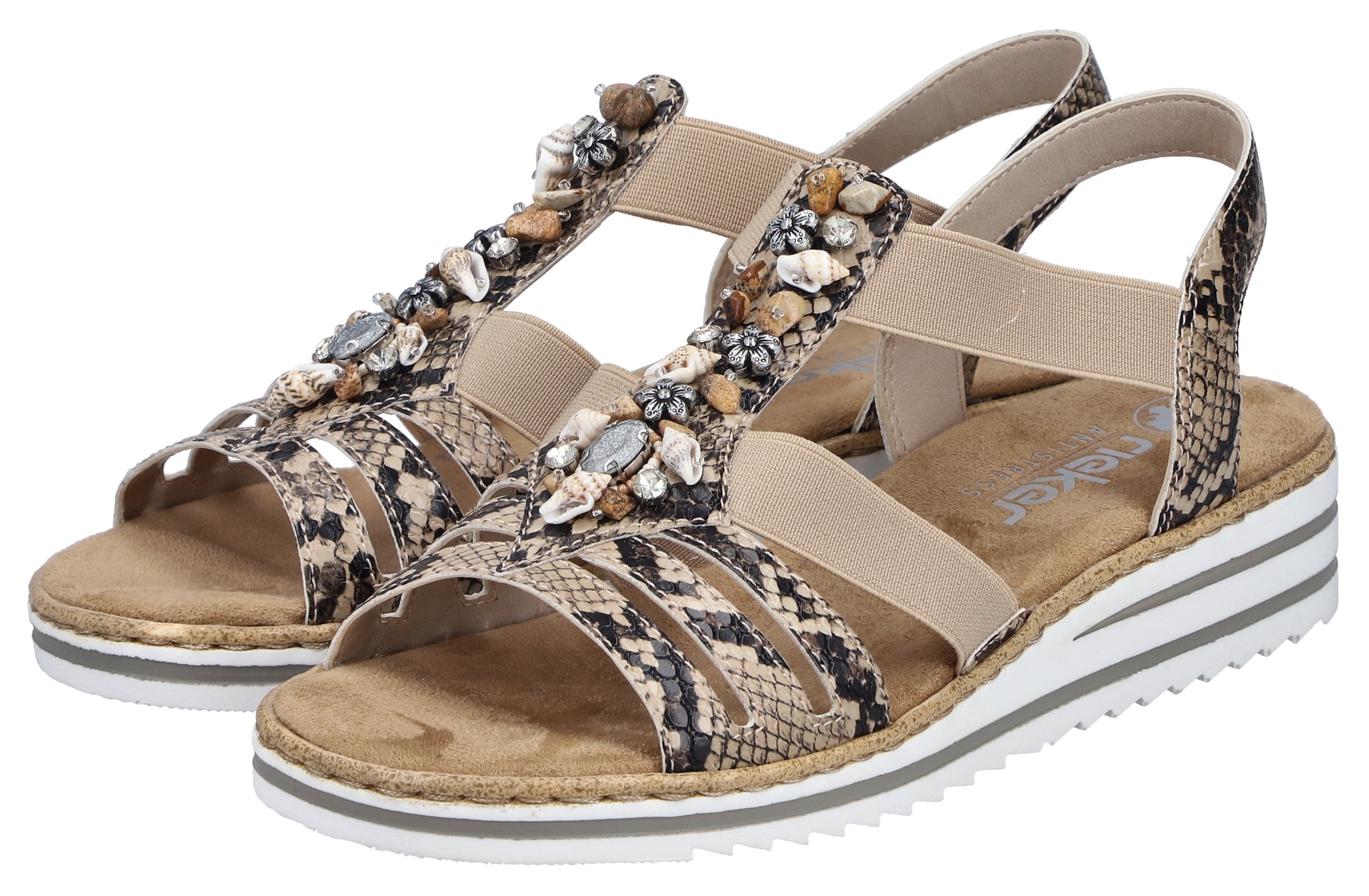 Image of Rieker Sandale Sommerschuh, Sandalette, Keilabsatz, mit sommerlicher Verzierung