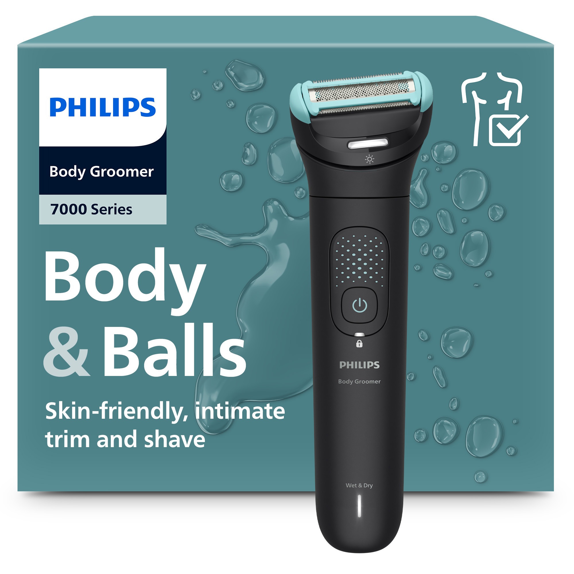 Image of Philips Elektrokörperrasierer "Serie 7000 BG7470/15" 4 Stk. Aufsätze mit flexiblem 2D-Scherkopf, Präzisionskamm, inkl. Reiseetui
