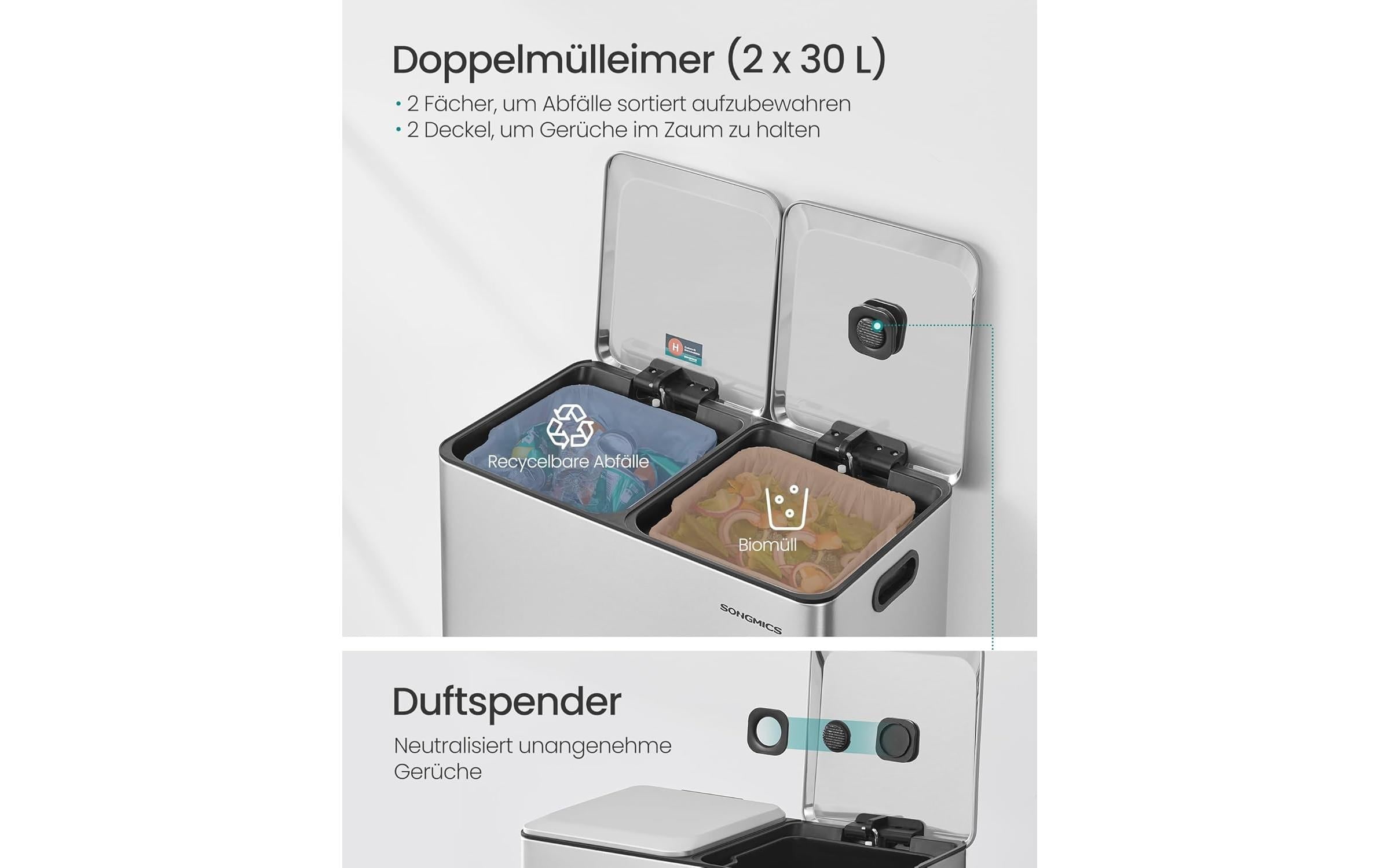 SONGMICS Poubelle »60 l« Treteimer