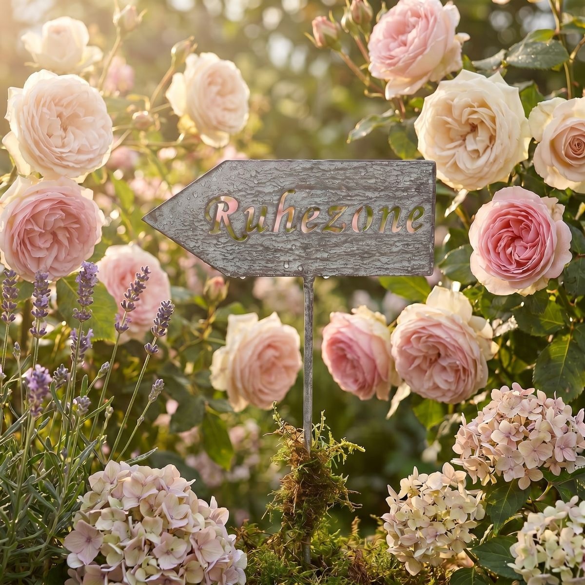 Image of Ambiente Haus Gartenstecker "Ruhezone (H) 122cm" als Pfeil mit Schriftzug Ruhezone für den Aussenbereich