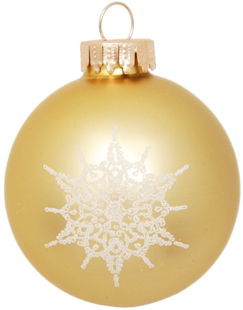 Krebs Glas Lauscha Weihnachtsbaumkugel »Schneeflocke goldfarben« Weihnachtsdeko, Christbaumschmuck, Christbaumkugeln aus Glas