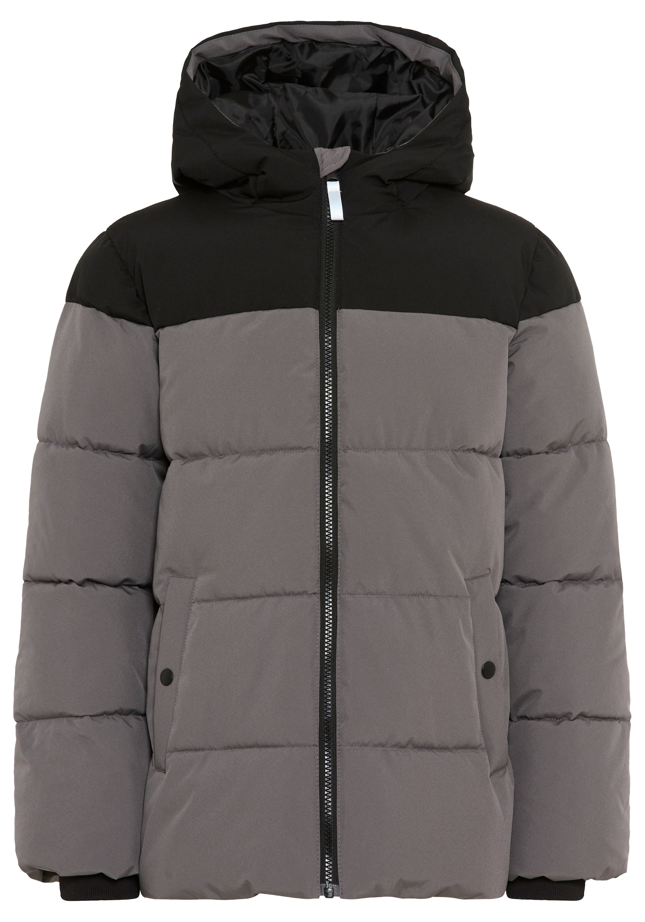 KangaROOS Veste d'extérieur »Winterjacke von KangaROOS mit kontrastfarbigen Einsatz« avec capuche Veste chaude avec doublure en polaire et doublure de capuche matelassée,