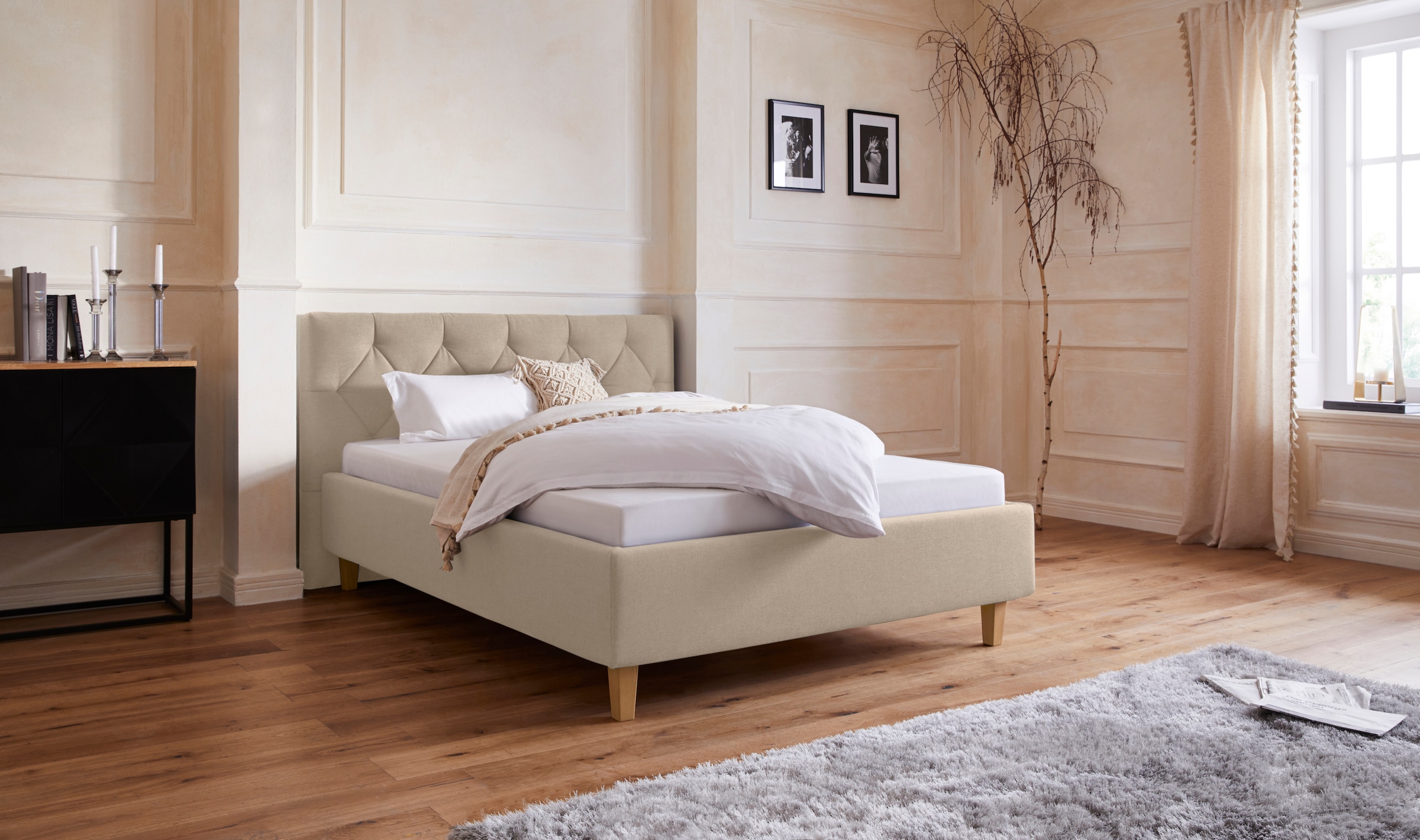 Home affaire Lit rembourré »Sunley 100« Kreuzsteppung, Kopfteilhöhe 102 cm, ohne oder mit Matratze/Lattenrost