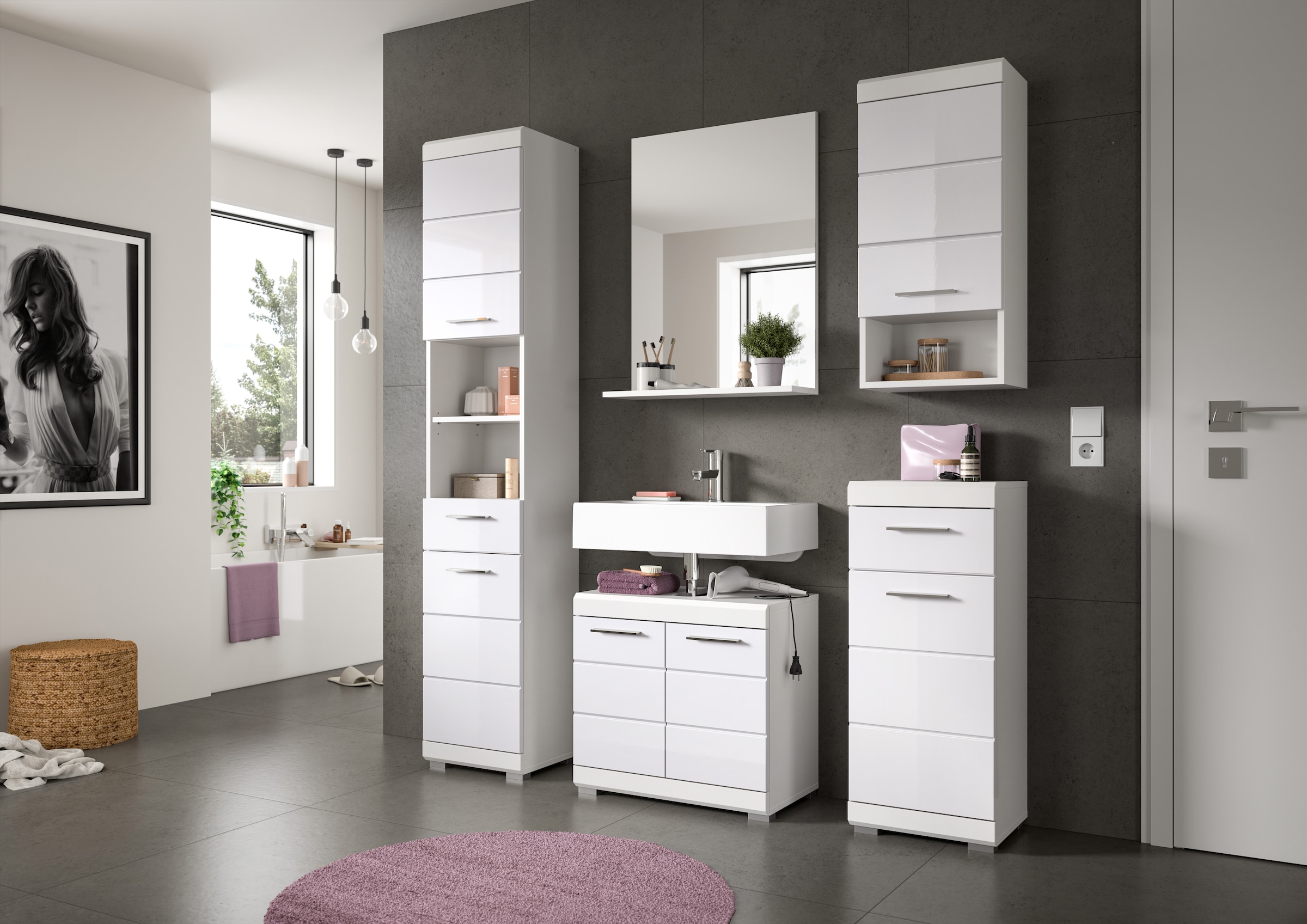 INOSIGN Waschbeckenunterschrank »Siena, Breite 60cm, 2 Tür, 2 Fächer, mit Siphonausschnitt, MDF-Front«, (1 St.), in verschiedenen Farben erhältlich, Badmöbel, Badschrank, Kommode, Bad