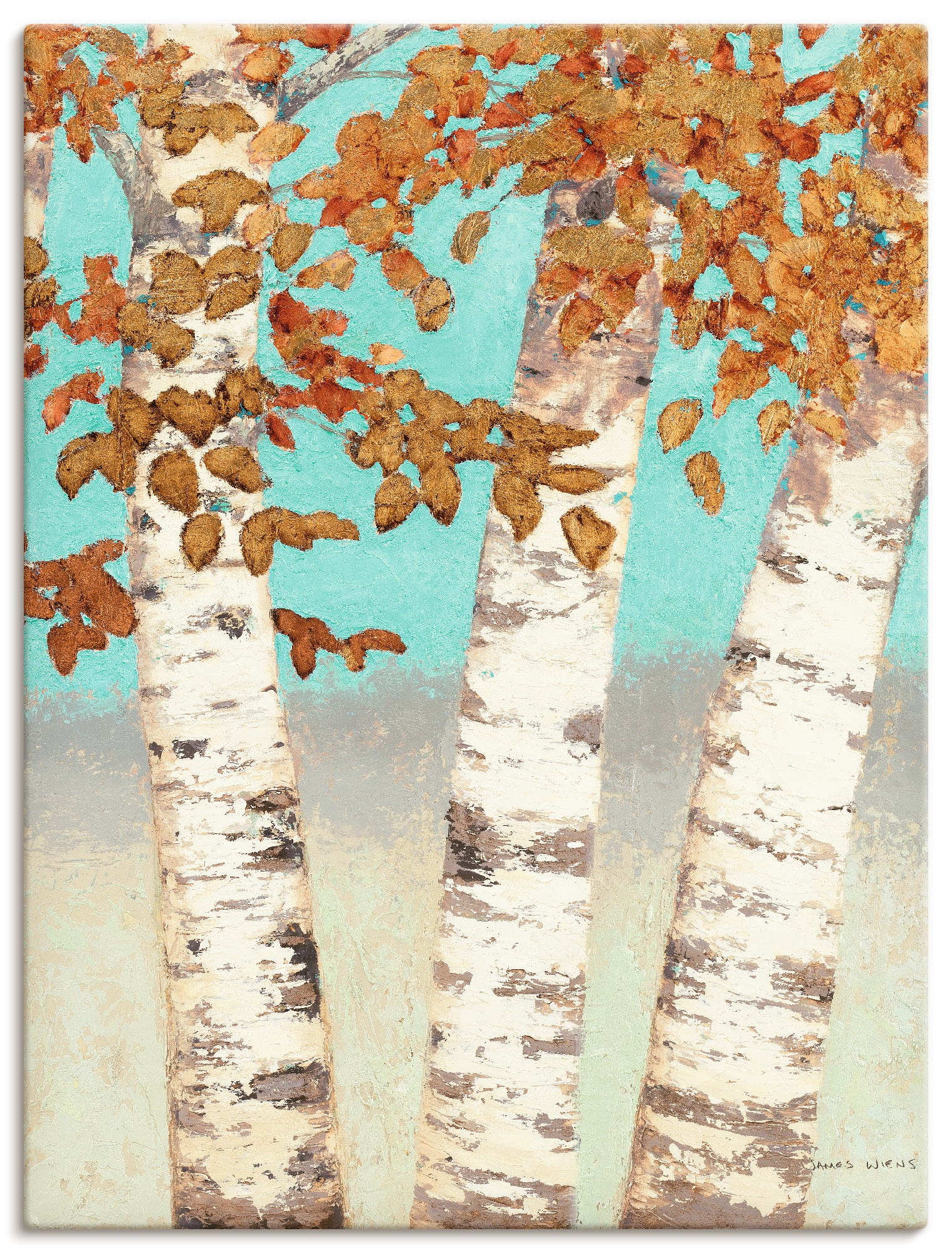 Image of Artland Wandbild »Goldene Birken III«, Bäume, (1 St.), in vielen Grössen & Produktarten -Leinwandbild, Poster, Wandaufkleber / Wandtattoo auch für Badezimmer geeignet bei Ackermann Versand Schweiz