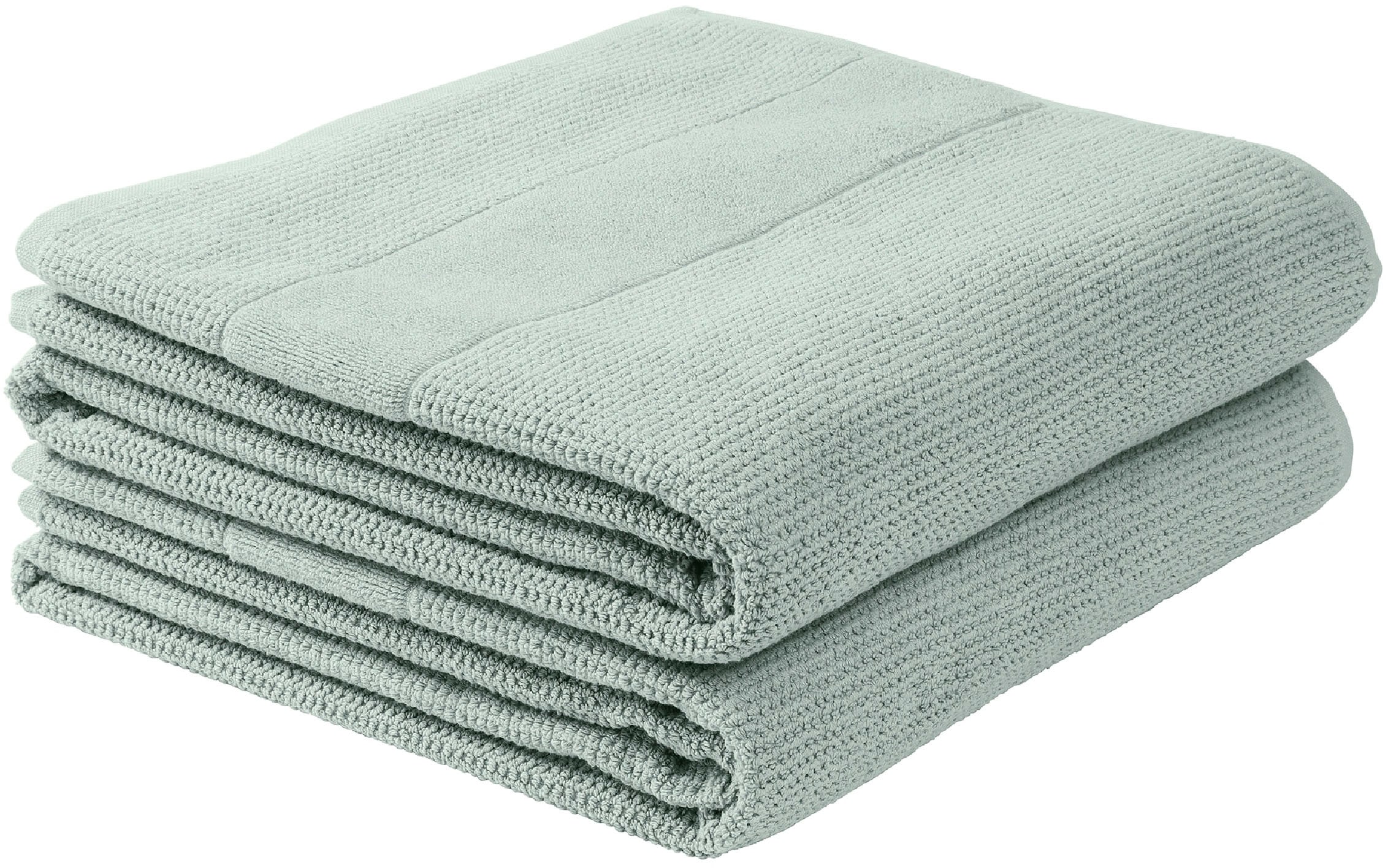 Schiesser Duschtücher »Turin aus 100% Baumwolle in dezenter Reiskornoptik«, (Set, 2 St., 2er Set Badetücher 70 x 140 cm), MADE IN GREEN by OEKO-TEX®