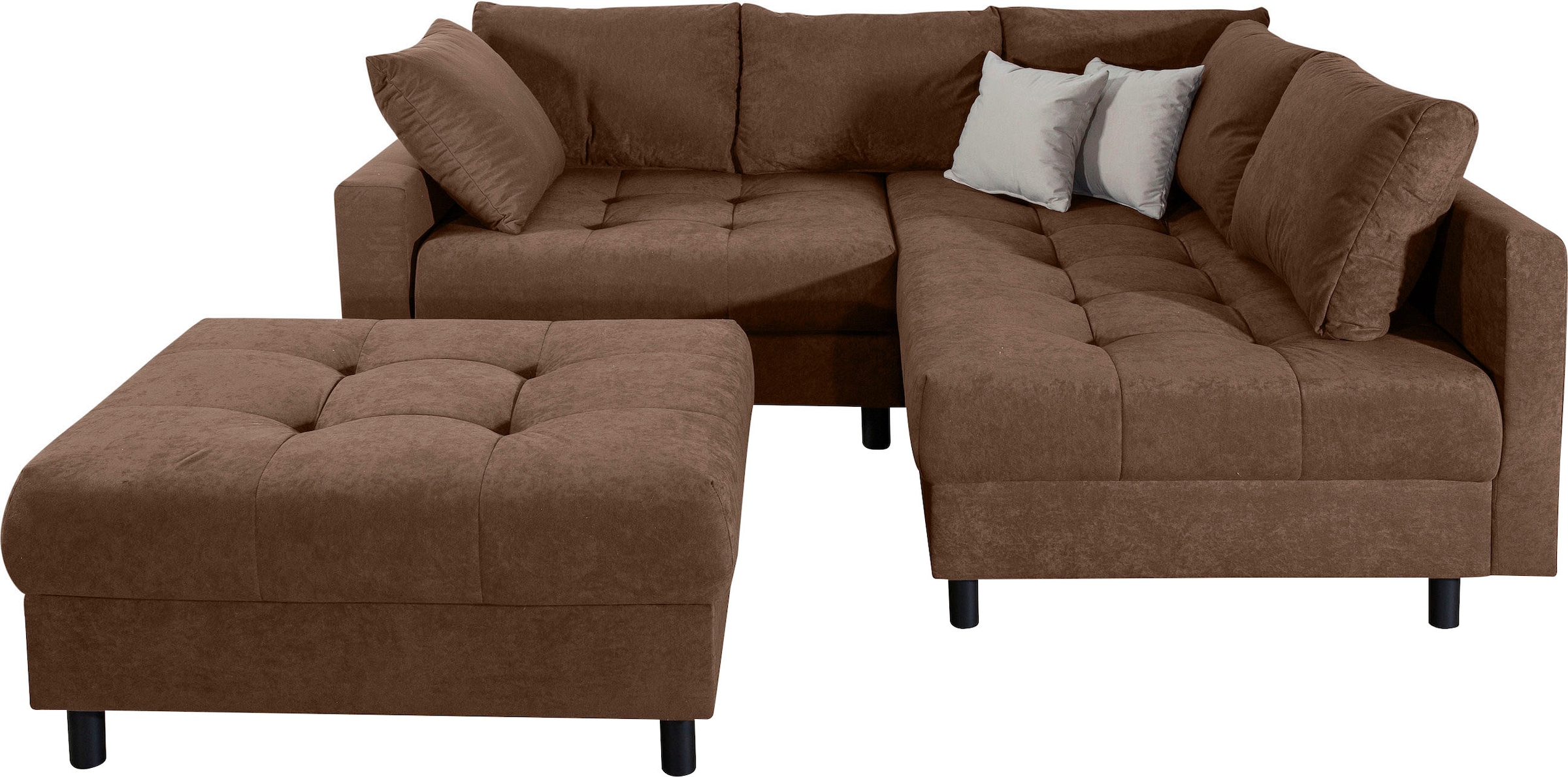 COLLECTION AB Ecksofa »Antonia L-Form, B: 215 cm« Ecksofa, Rückenkissen, ottomane beidseitig montierbar, Bonnelfederkern